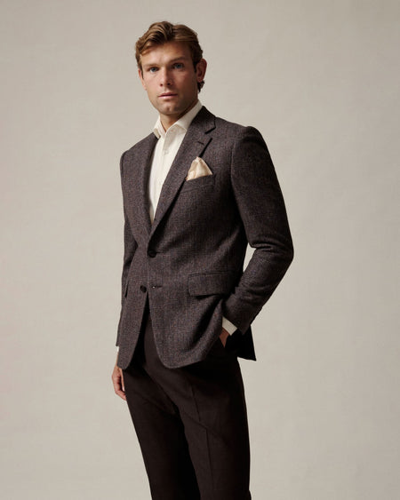 Blair Check Wool Blazer Brown