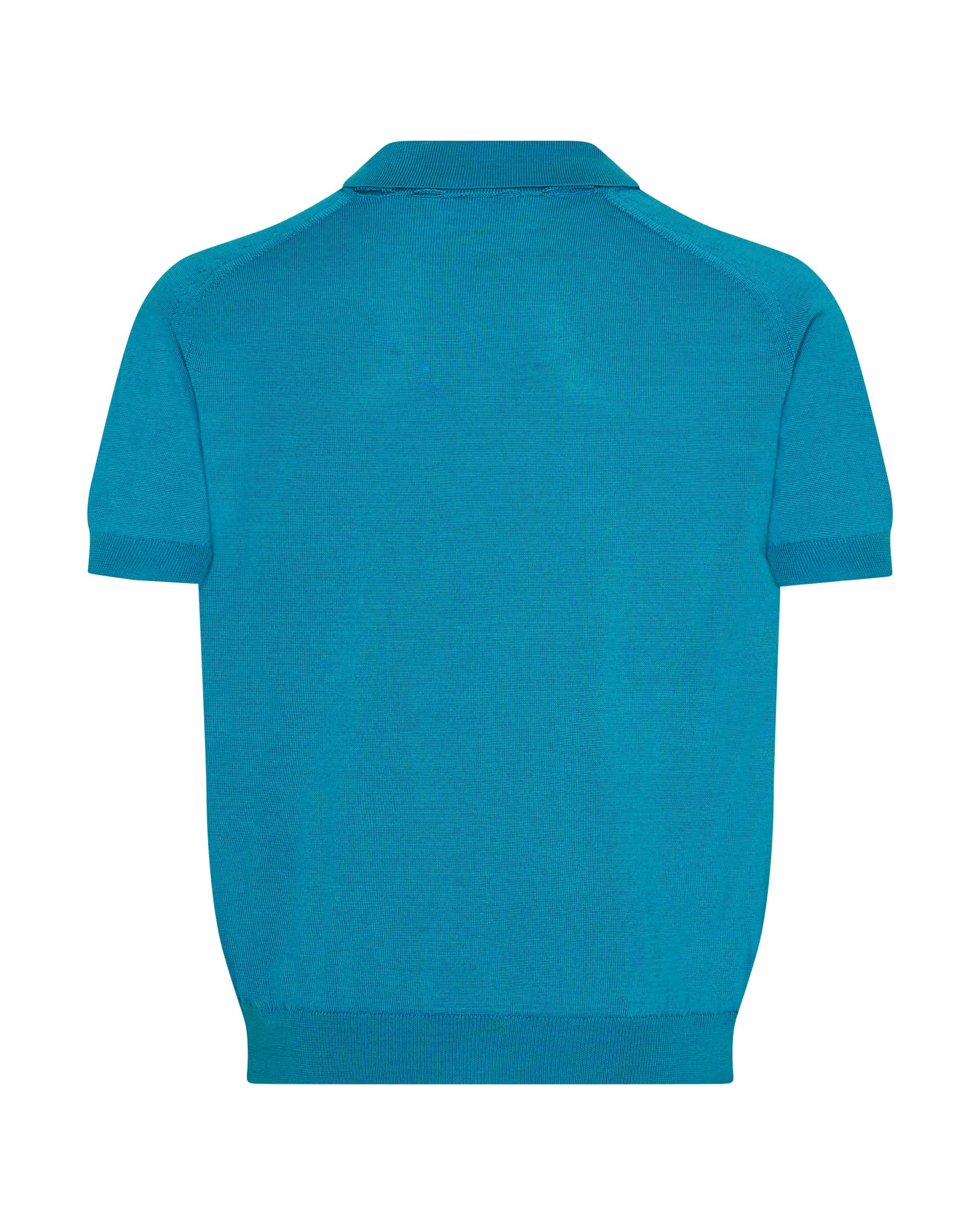 Elliott Merino Wool Silk & Cashmere Knit Polo Teal
