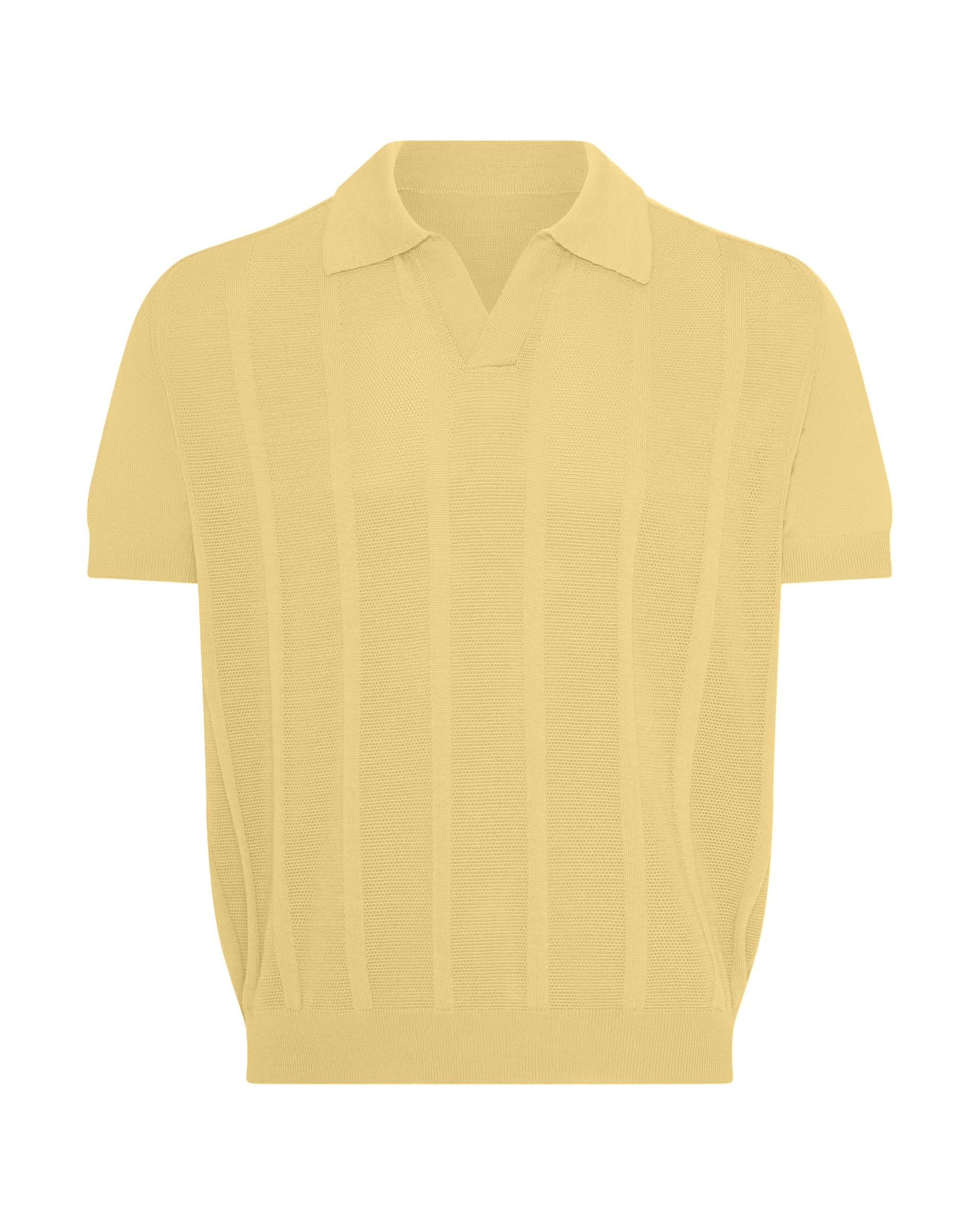 Elliott Merino Wool Silk & Cashmere Short Sleeve Knit Polo Yellow