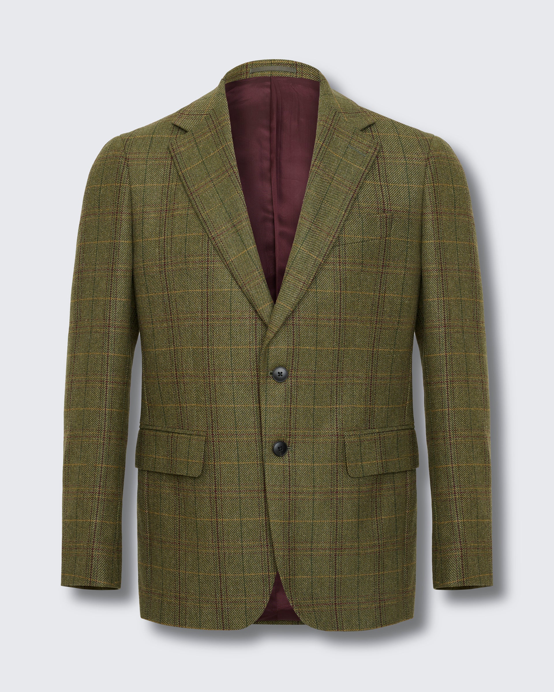 Fearnan Saxony Wool Green Glen Plaid Blazer