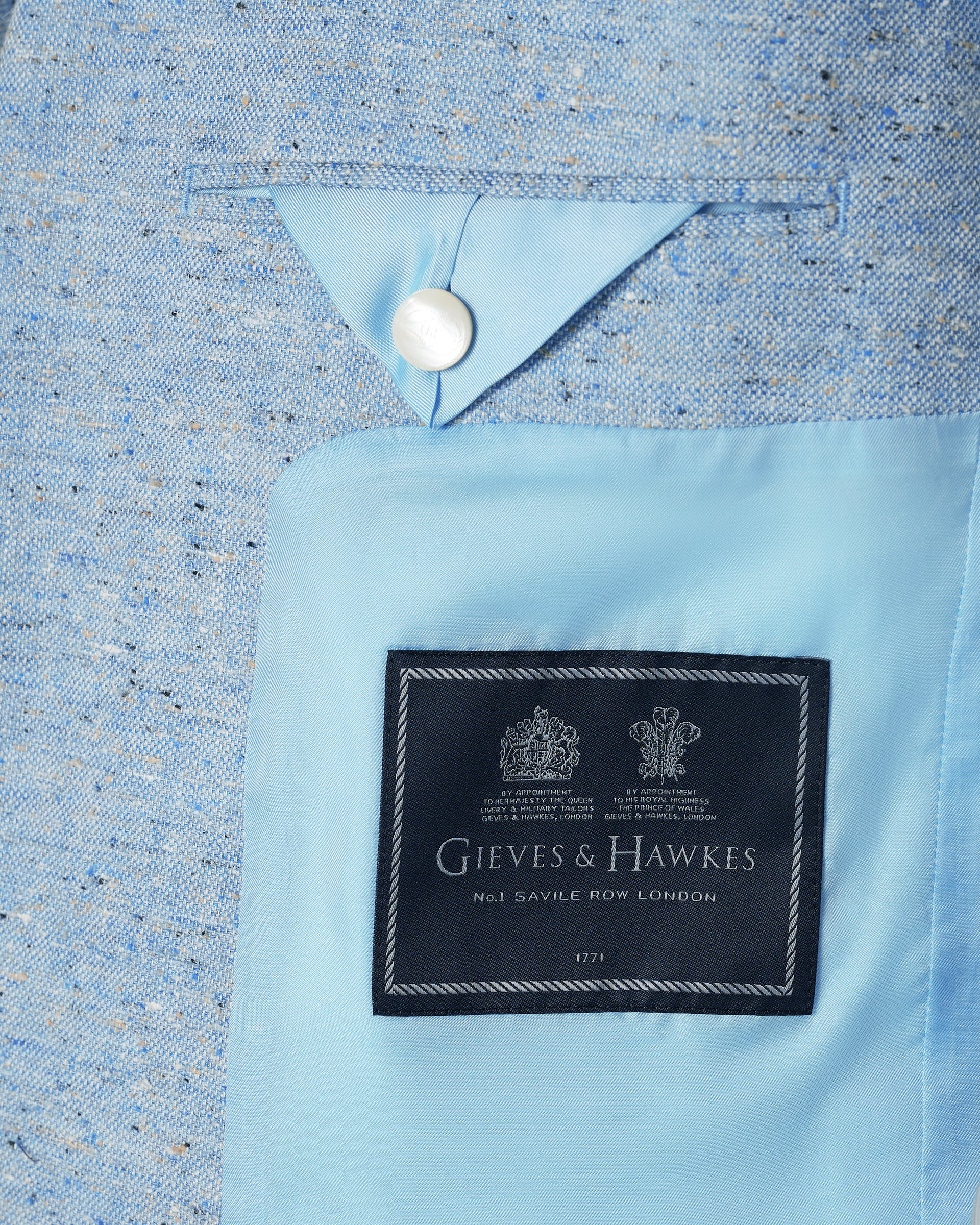 Felton Linen Silk Cotton & Virgin Wool Textured Blazer Light Blue