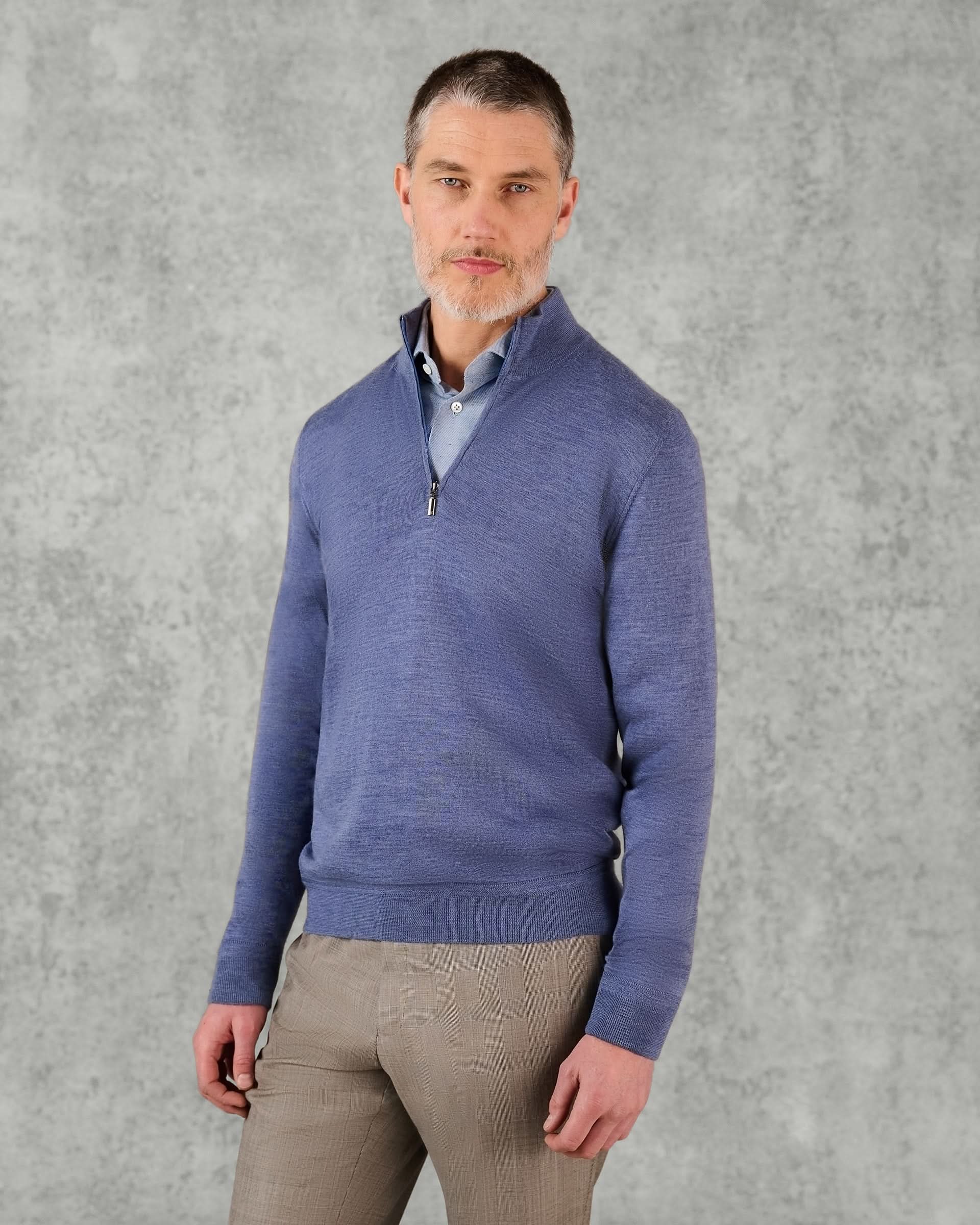Hamilton Merino Wool Silk Cashmere Quarter Zip Jumper