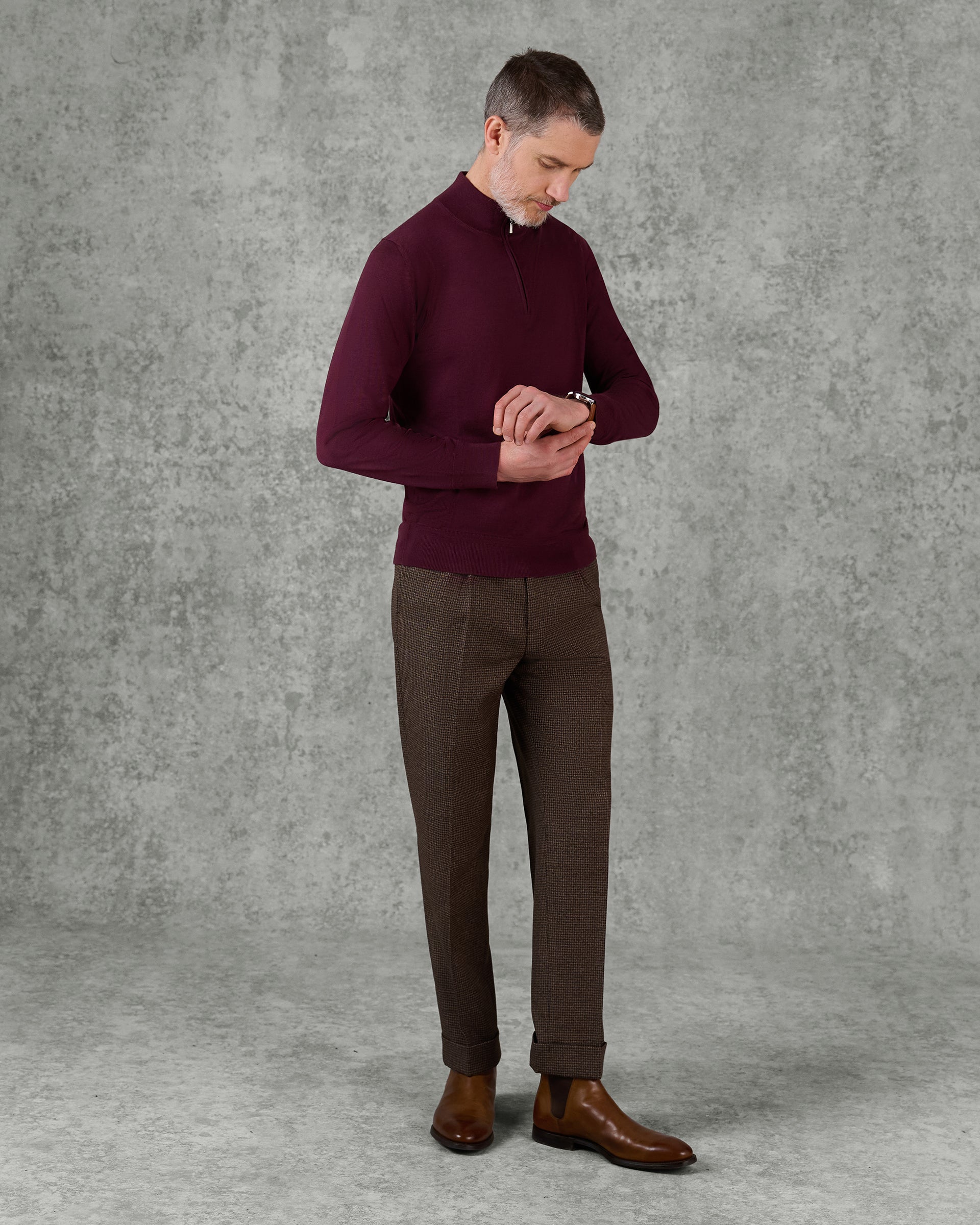 Hamilton Merino Wool Silk Cashmere Quarter Zip Jumper