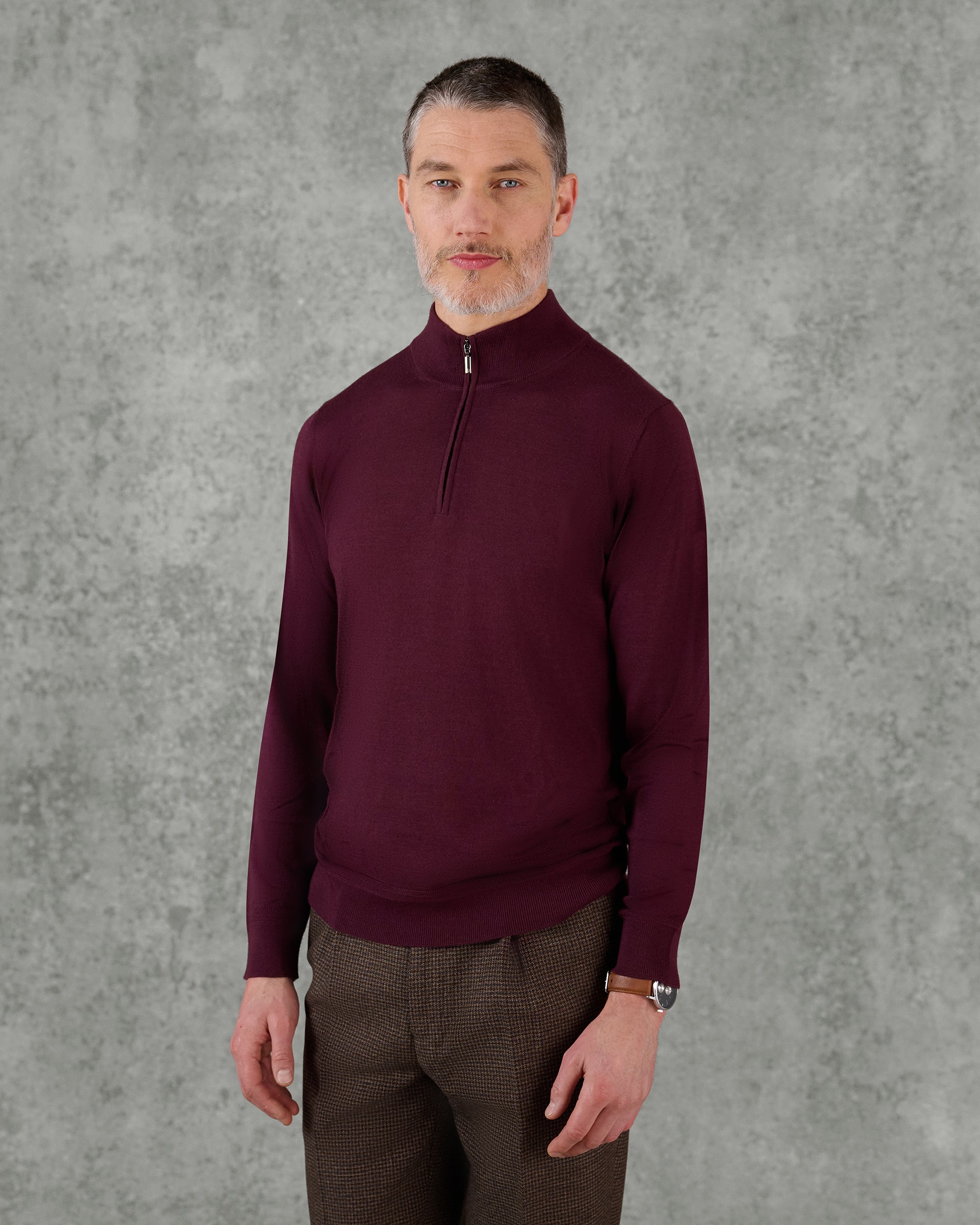 Hamilton Merino Wool Silk Cashmere Quarter Zip Jumper