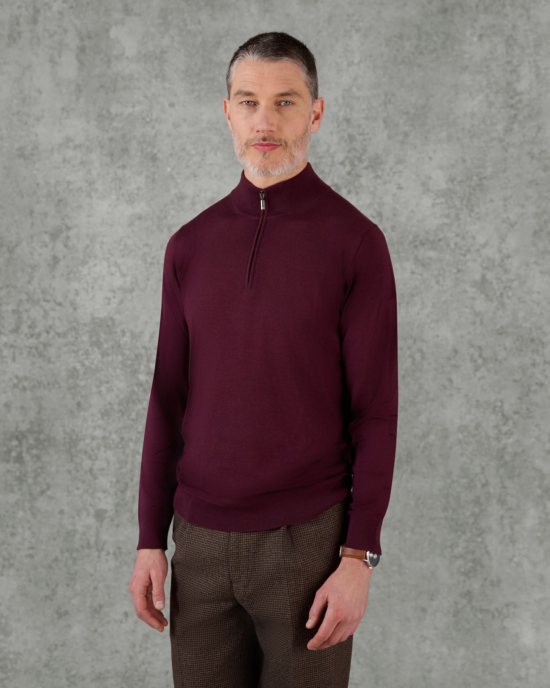 Hamilton Merino Wool Silk Cashmere Quarter Zip Jumper