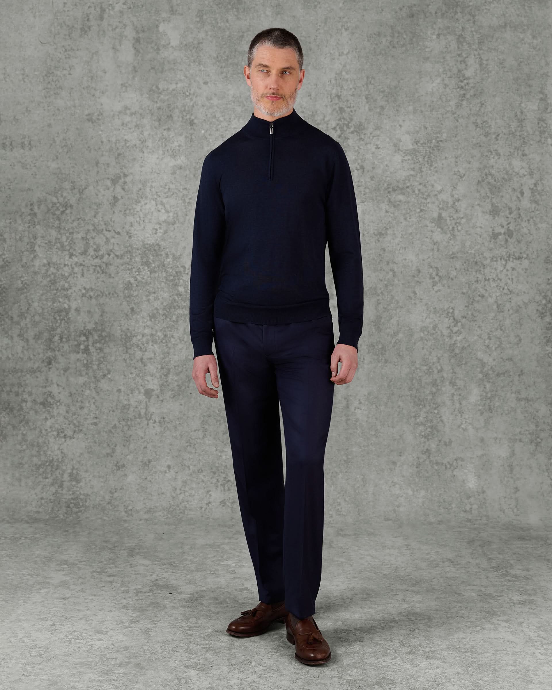 Hamilton Merino Wool Silk Cashmere Quarter Zip Jumper