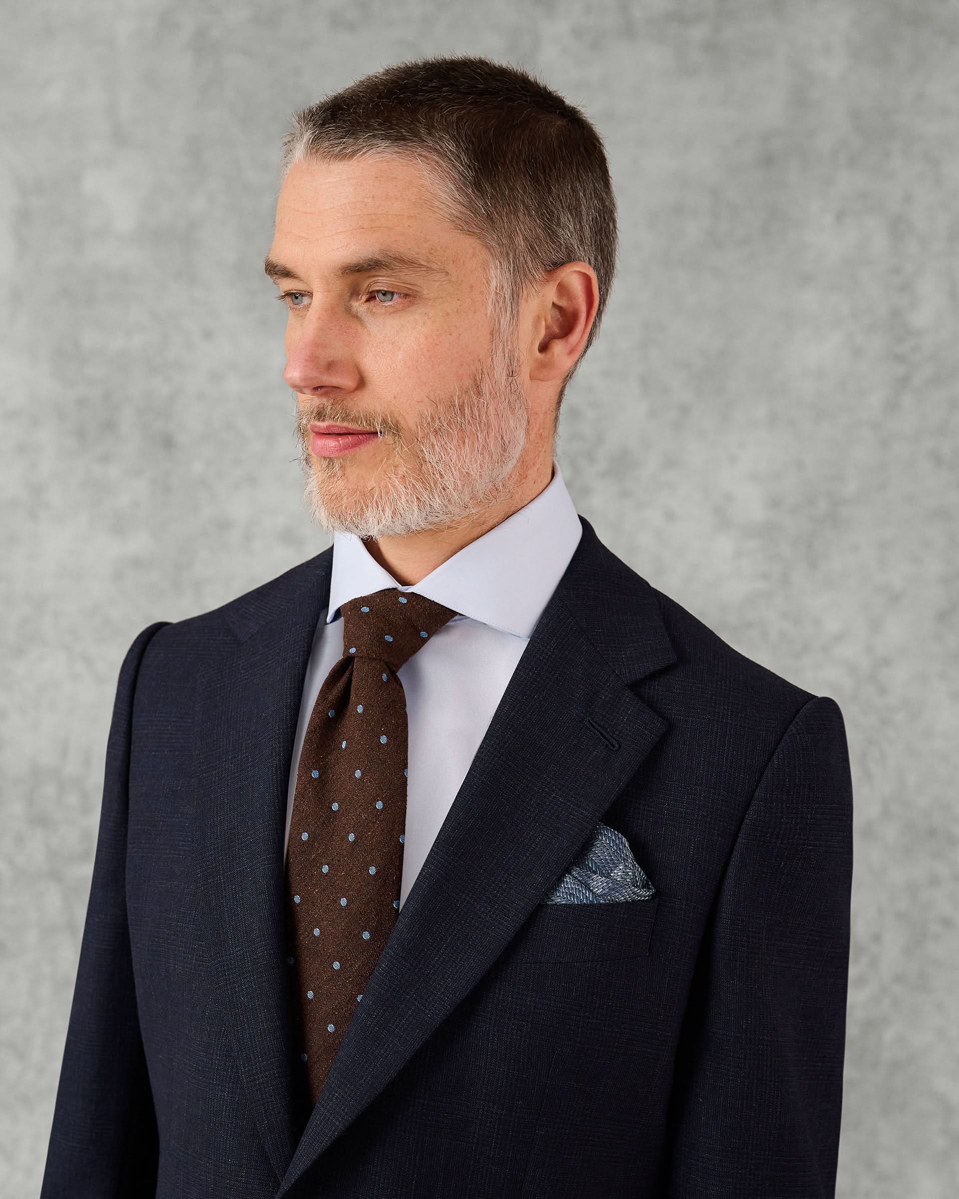 Holbech Virgin Wool Check Suit Navy