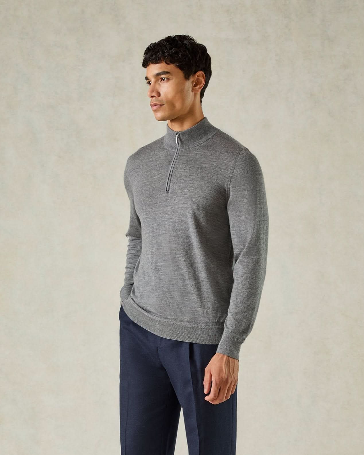 Hamilton Merino Wool Silk Cashmere Quarter Zip Jumper