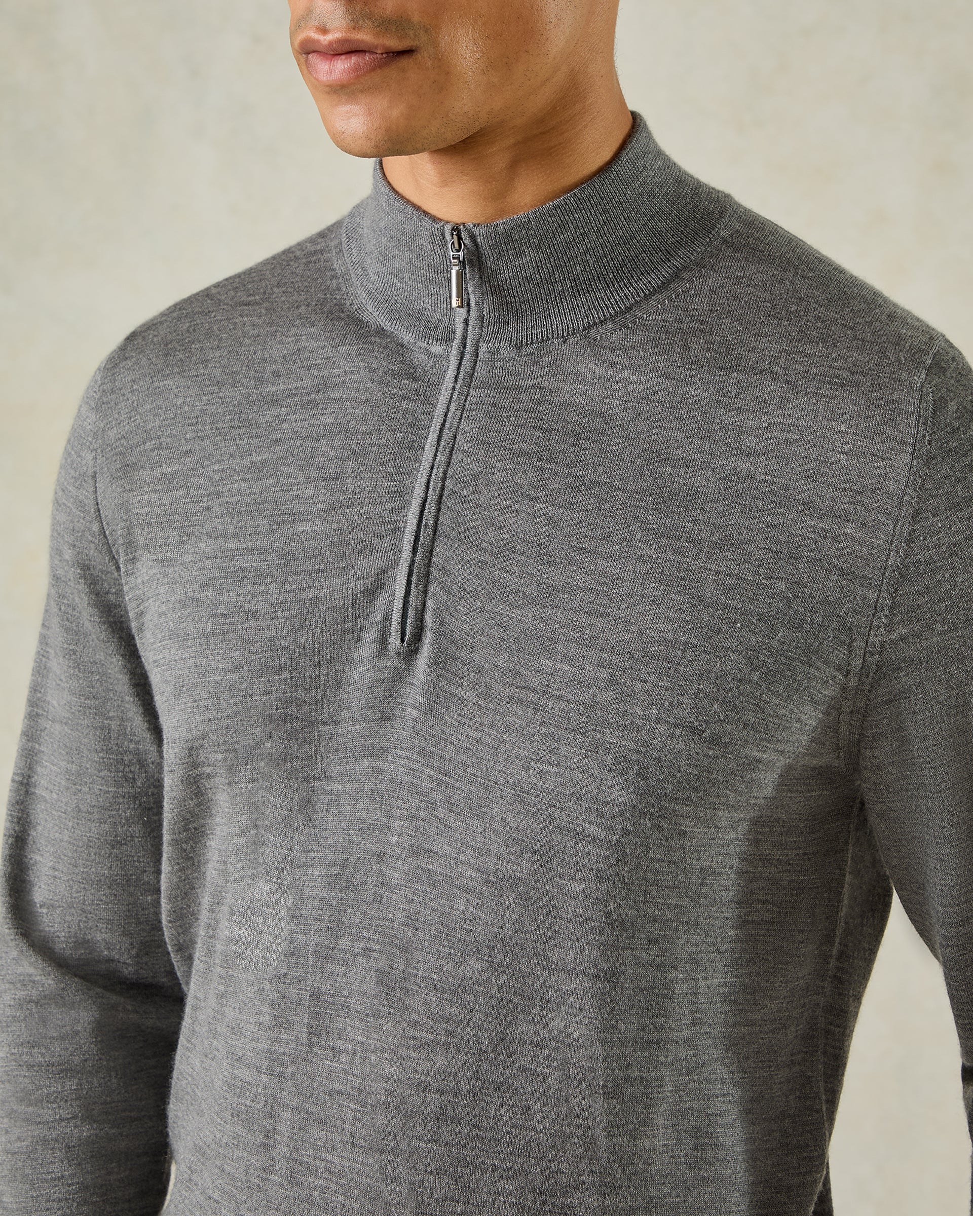 Hamilton Merino Wool Silk Cashmere Quarter Zip Jumper