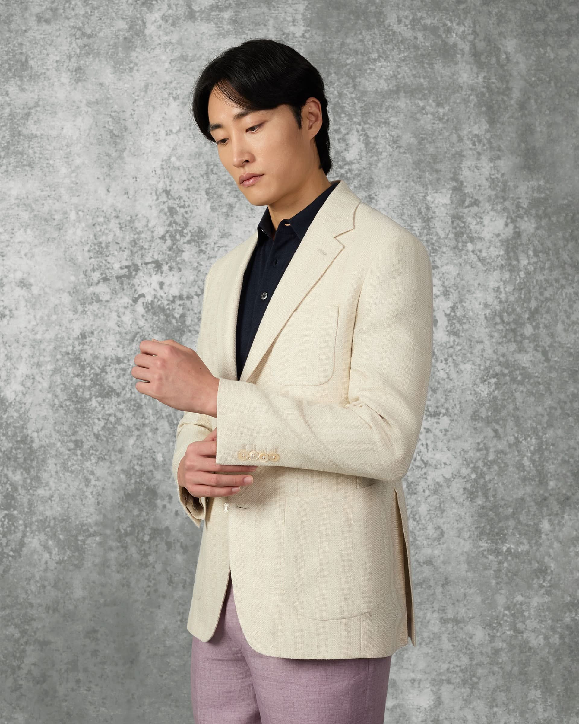 Hammond Virgin Wool, Silk & Linen Blazer Cream