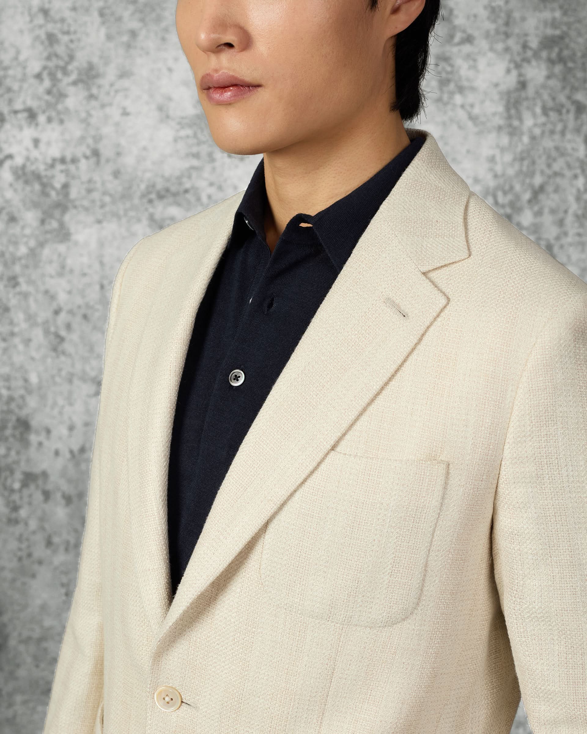 Hammond Virgin Wool, Silk & Linen Blazer Cream