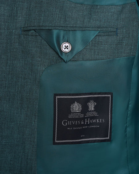 Hardy Virgin Wool Linen & Silk Suit Jacket Teal