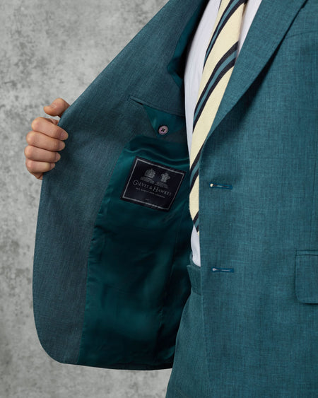 Hardy Virgin Wool Linen & Silk Suit Teal