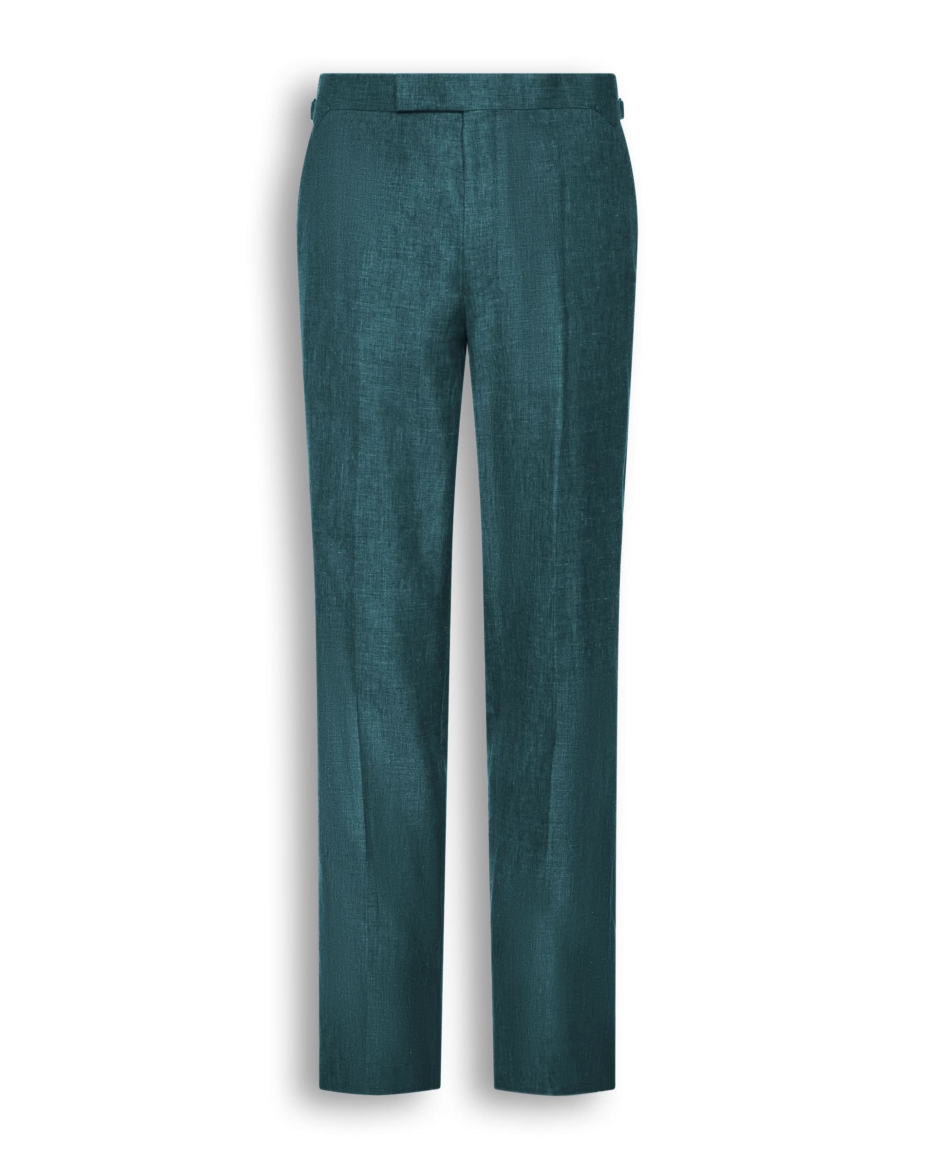 Hardy Virgin Wool Linen & Silk Suit Trousers Teal