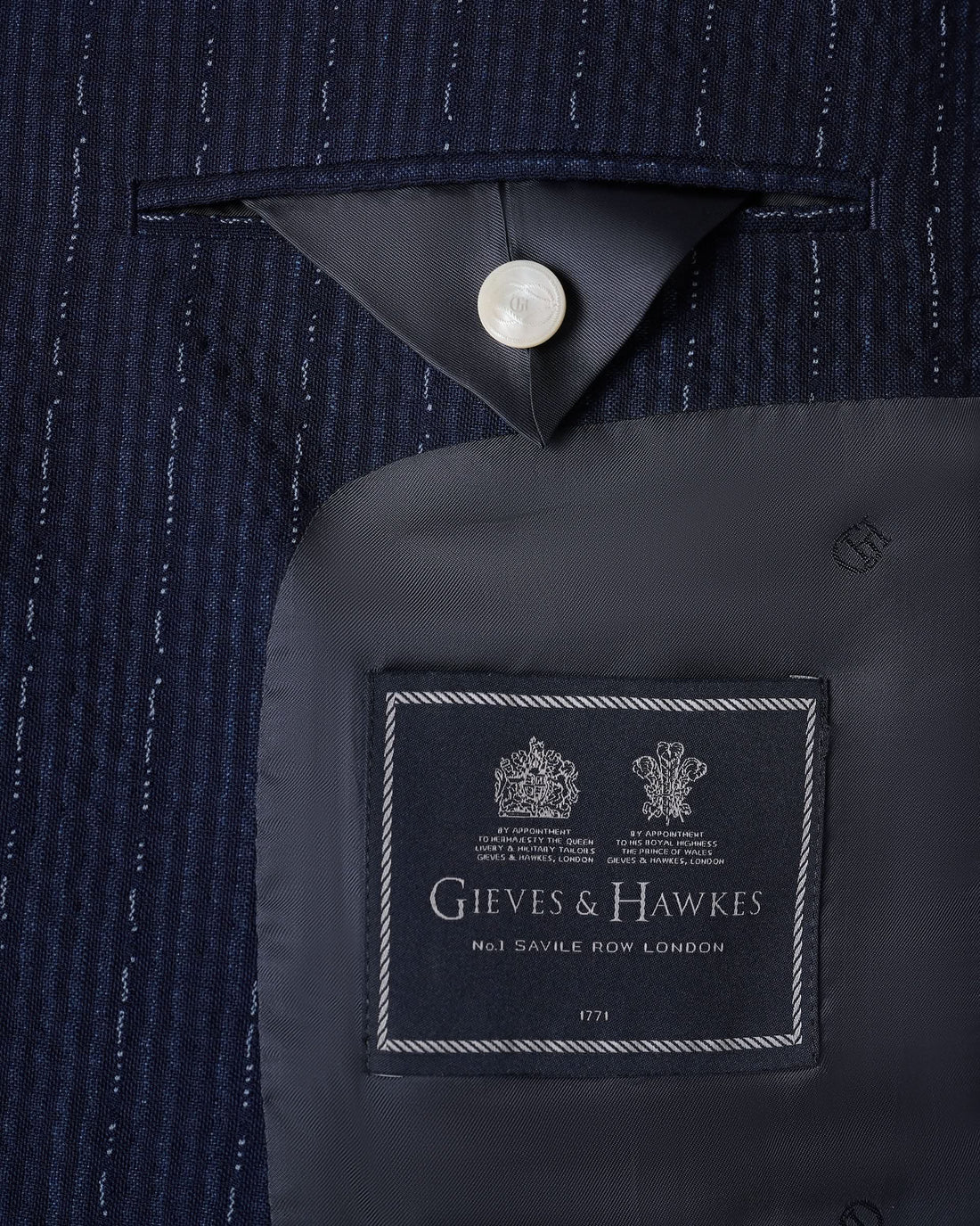 Harrison Virgin Wool Silk Linen Stretch Morse Code Suit Navy