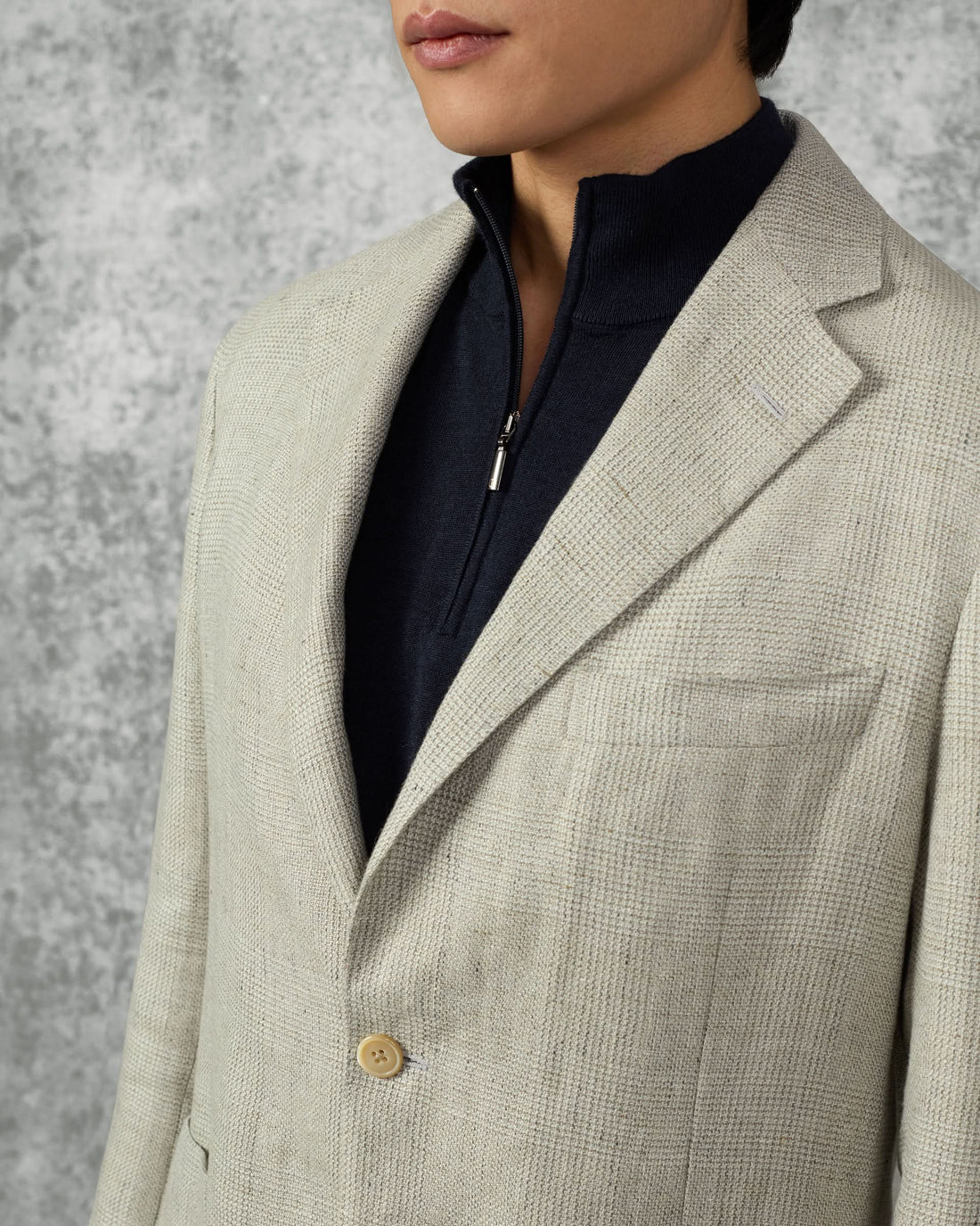 Hartley Linen Wool & Silk Unstructured Blazer Light Grey