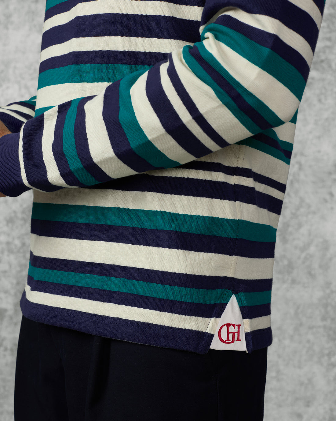 Hayes Cotton Rugby Stripe Polo Shirt Navy