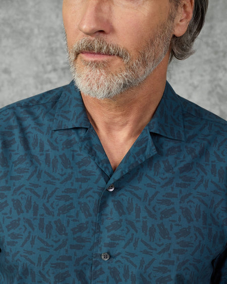 Heath Cotton & Lyocell Portsmouth Men Shirt Teal