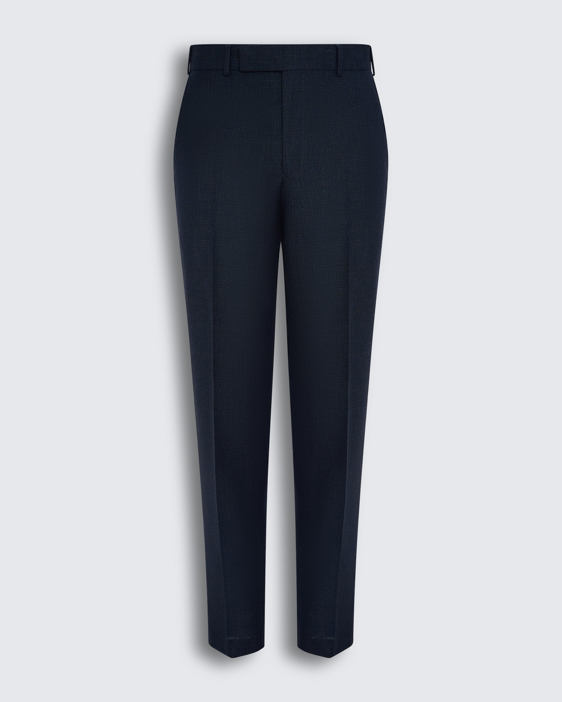 Holbech Virgin Wool Check Suit Trouser Navy