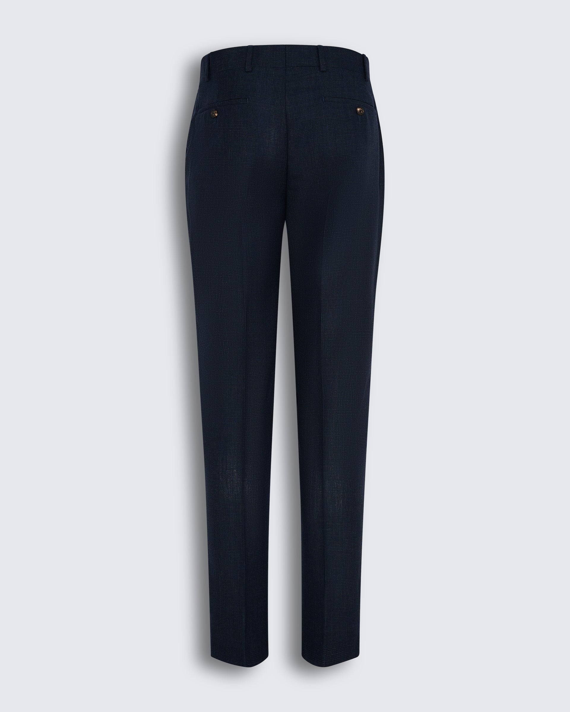 Holbech Virgin Wool Check Suit Trouser Navy