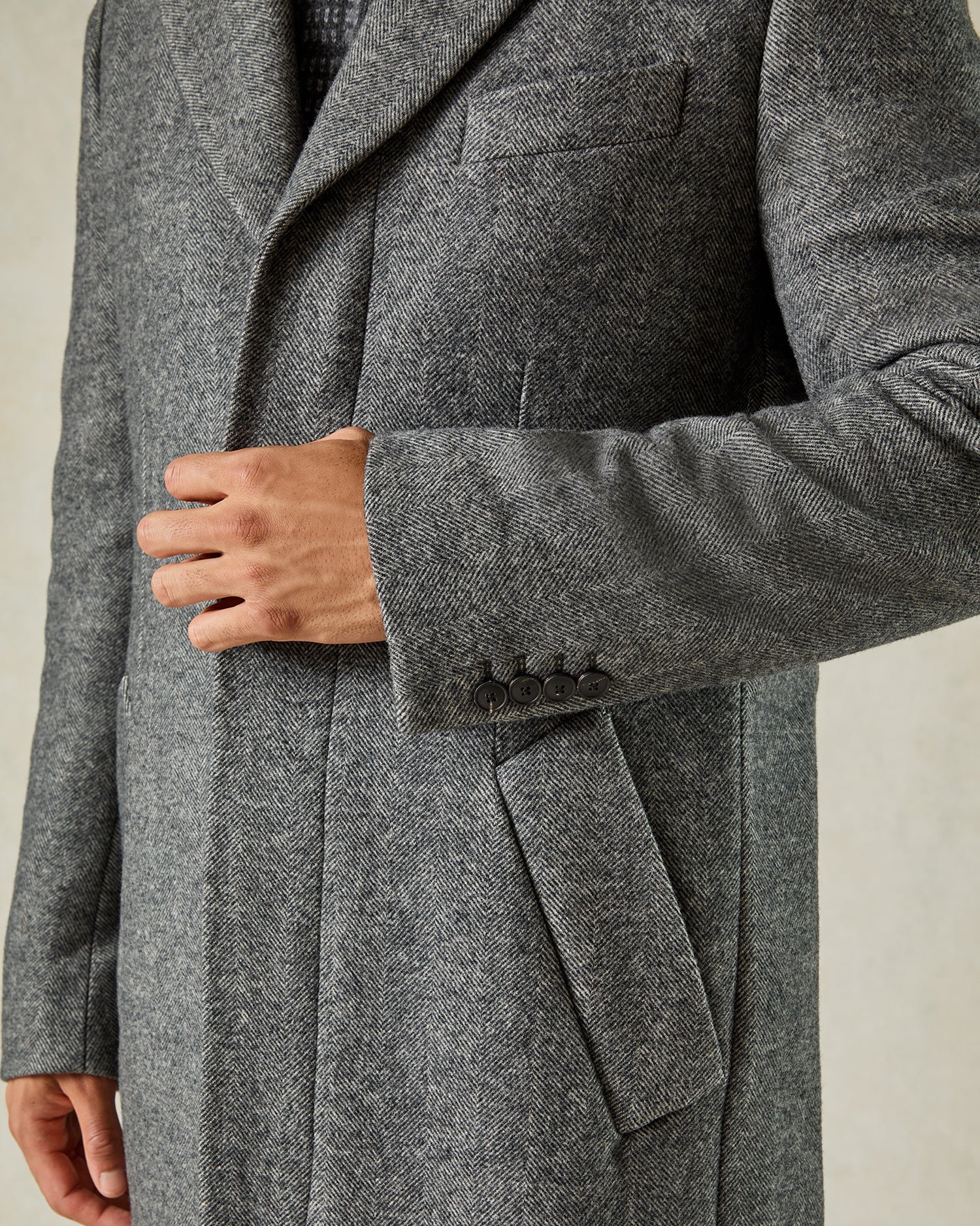 Hovell Herringbone Top Coat Grey
