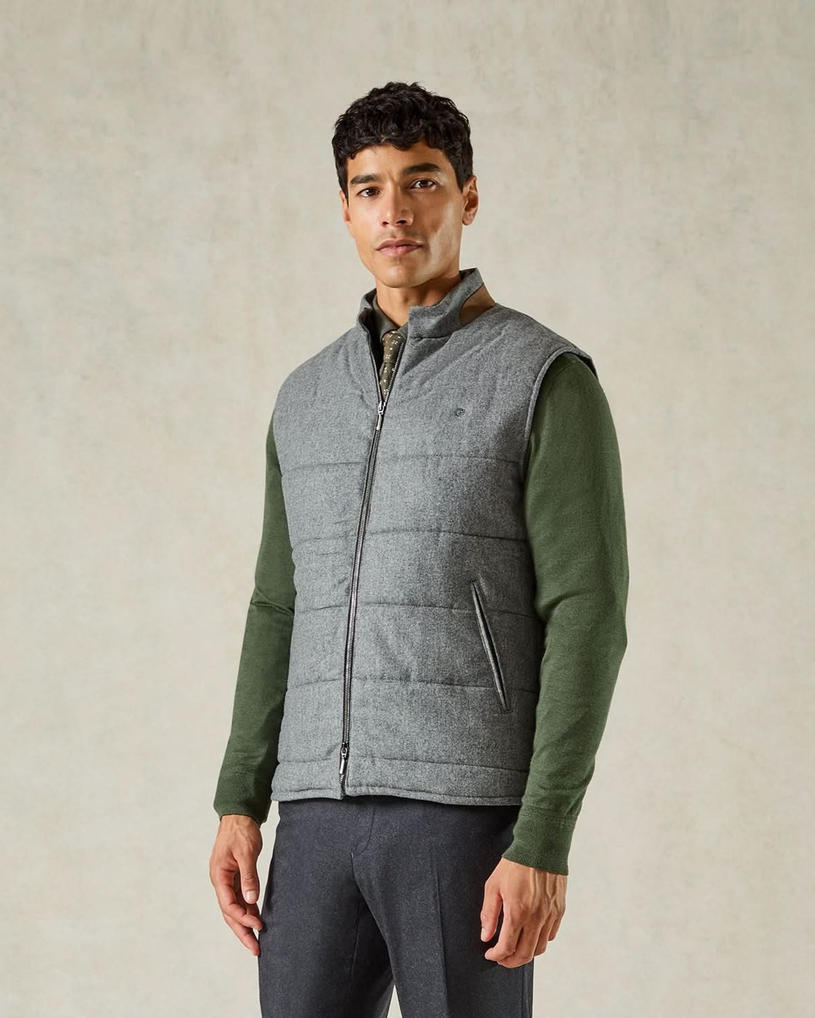 Hudson Wool Padded Gilet Grey