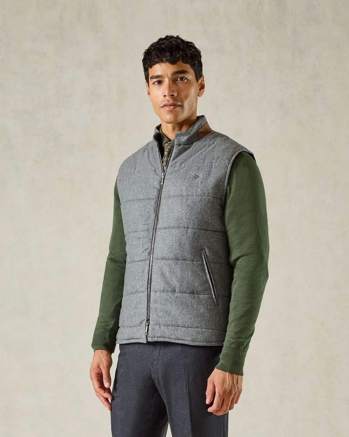 Hudson Wool Padded Gilet Grey