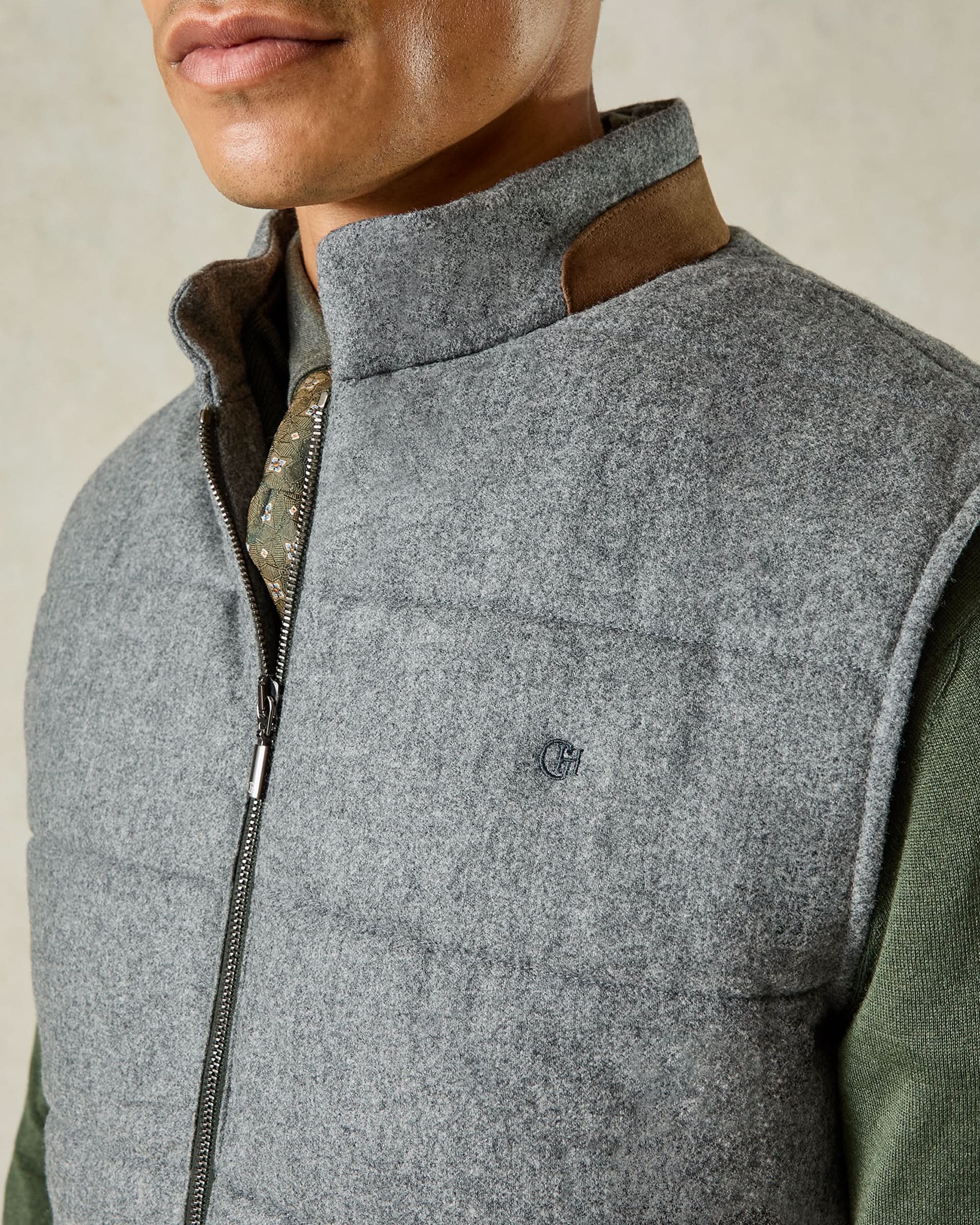 Hudson Wool Padded Gilet Grey