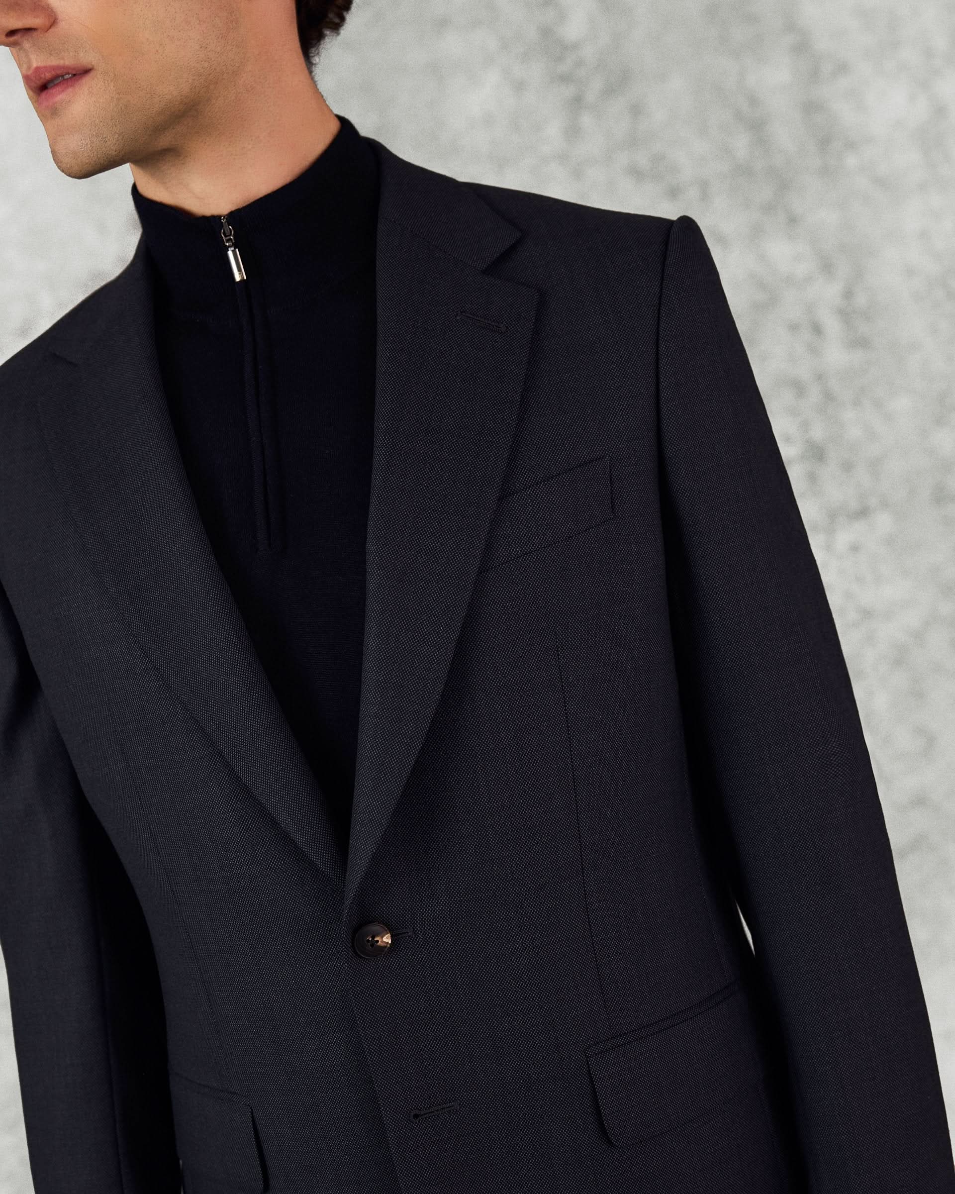 Jameson Virgin Wool Birdseye Suit Jacket Charcoal