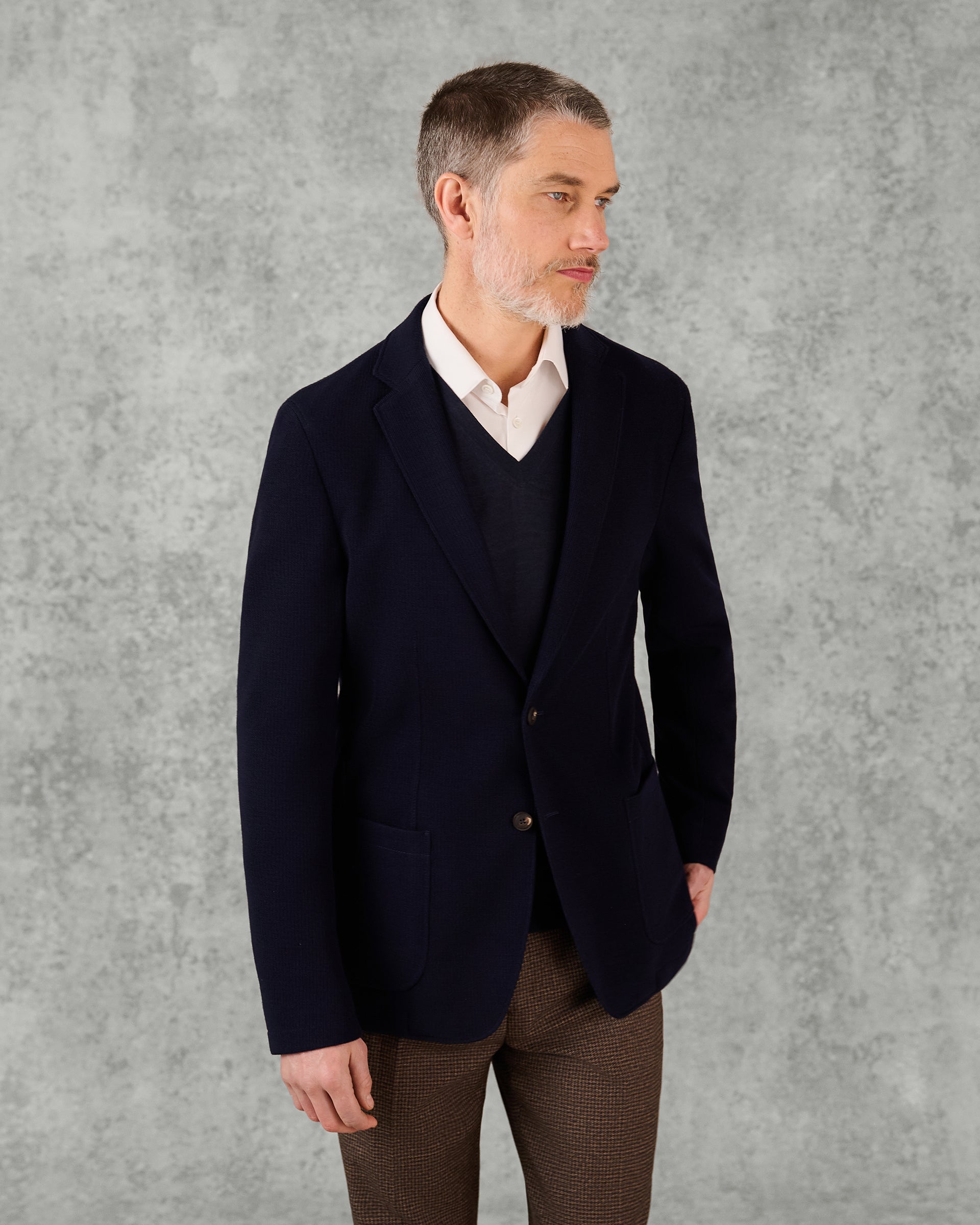 Jervoise Virgin Wool Cotton Blazer Navy