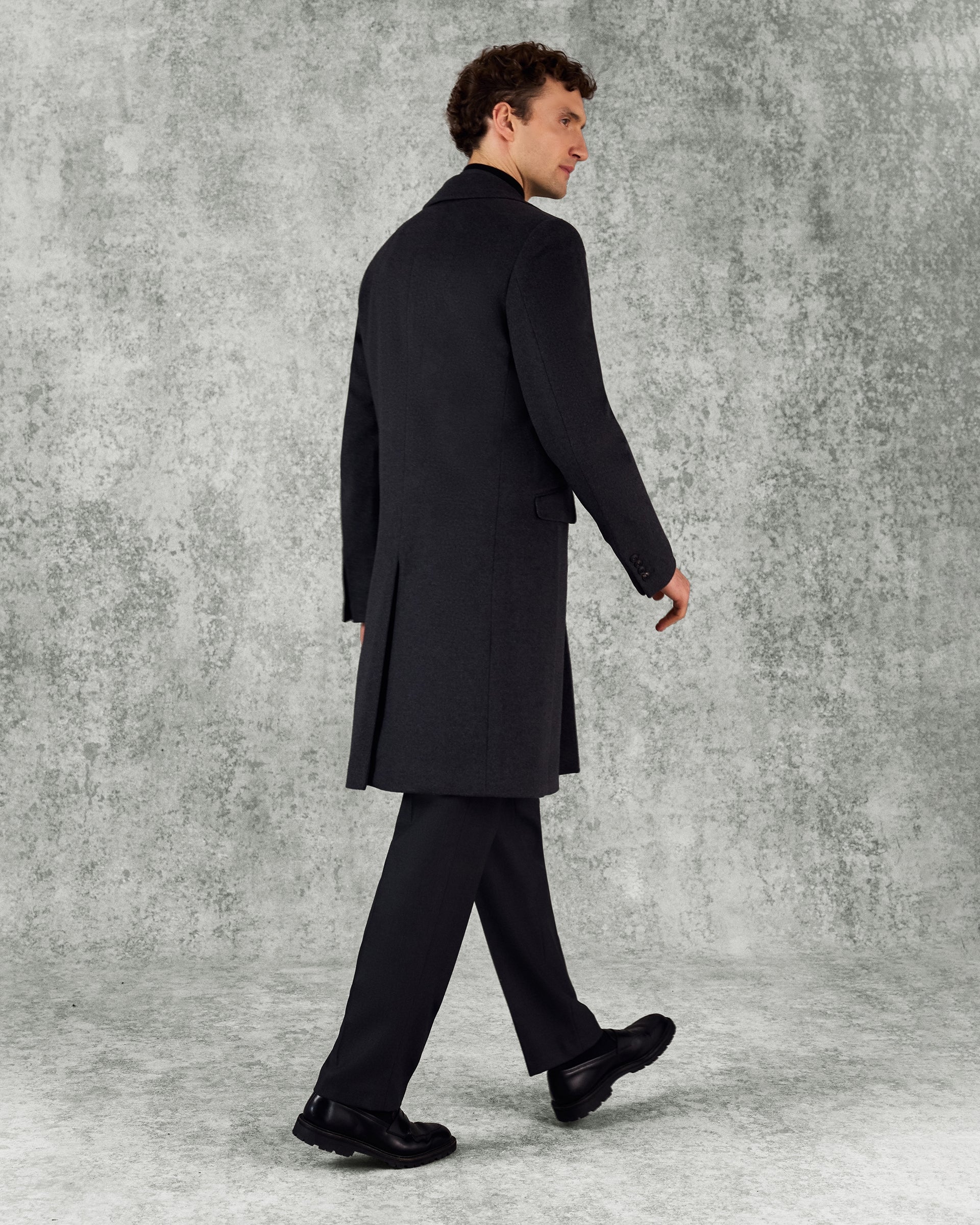 Kingsley Wool Cashmere Top Coat Charcoal