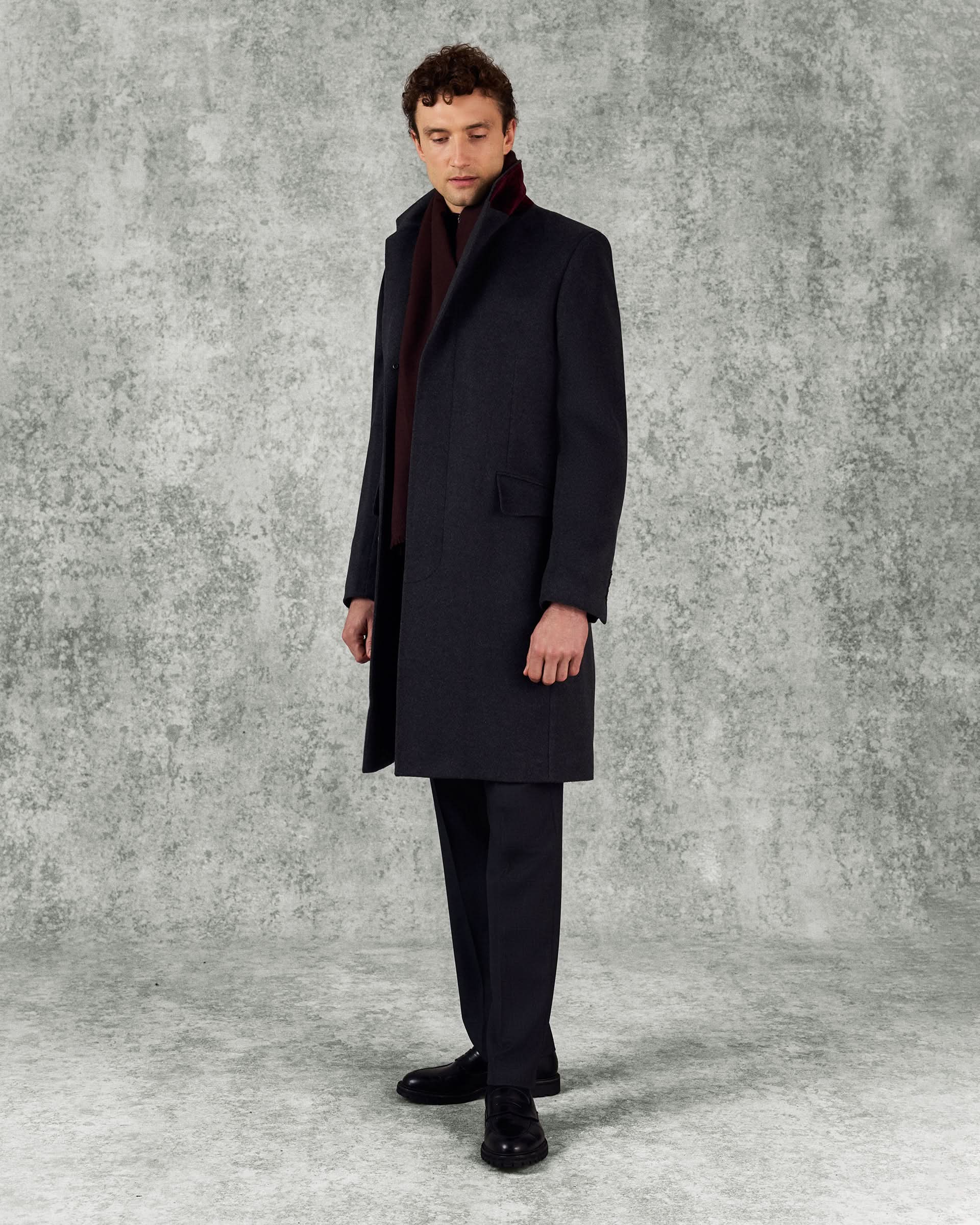 Kingsley Wool Cashmere Top Coat Charcoal
