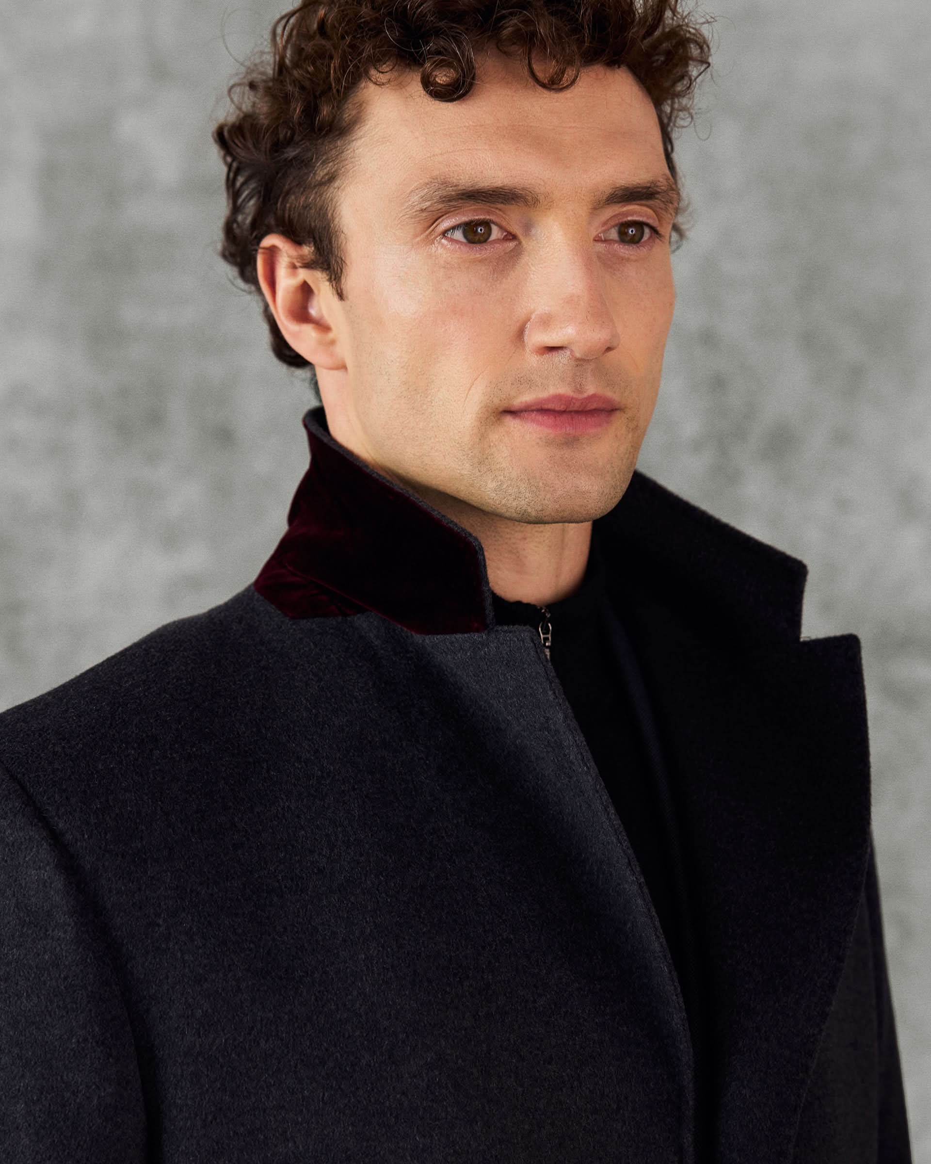 Kingsley Wool Cashmere Top Coat Charcoal