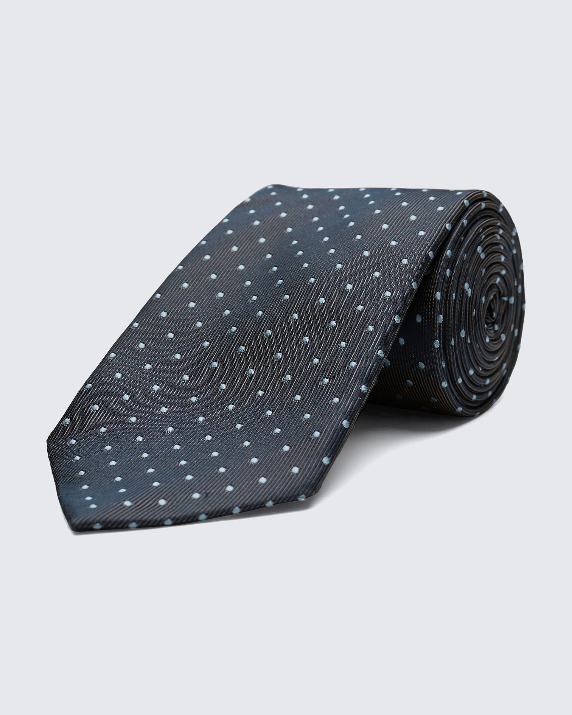 Kingsberry Grey Tie With Blue Spot