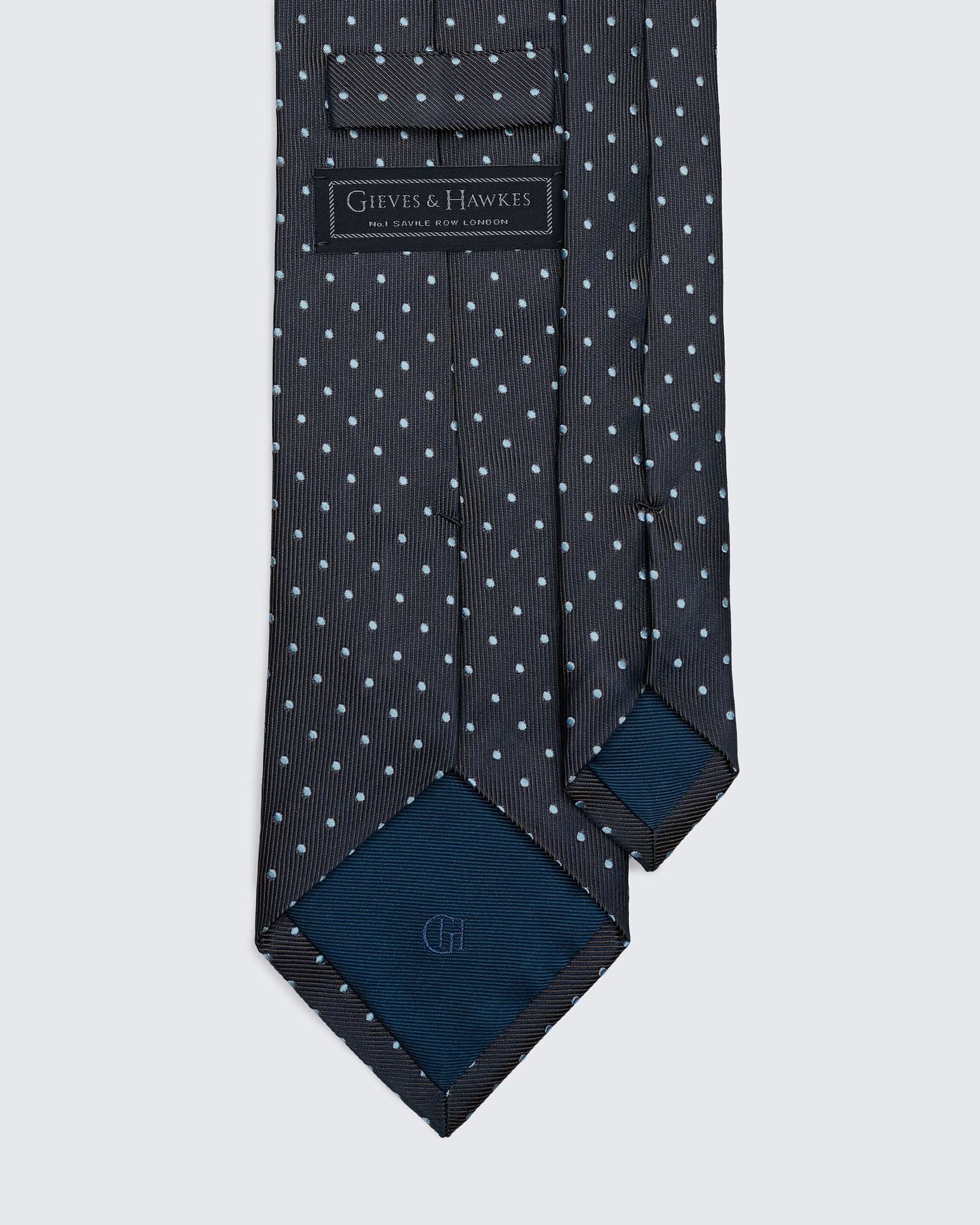Kingsberry Grey Tie With Blue Spot