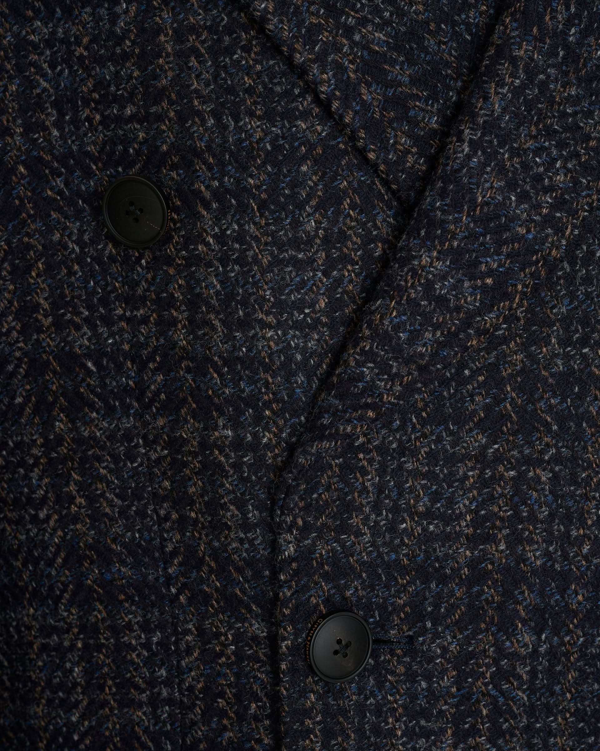 Langlois Double Breasted Evening Coat Dark Navy Check