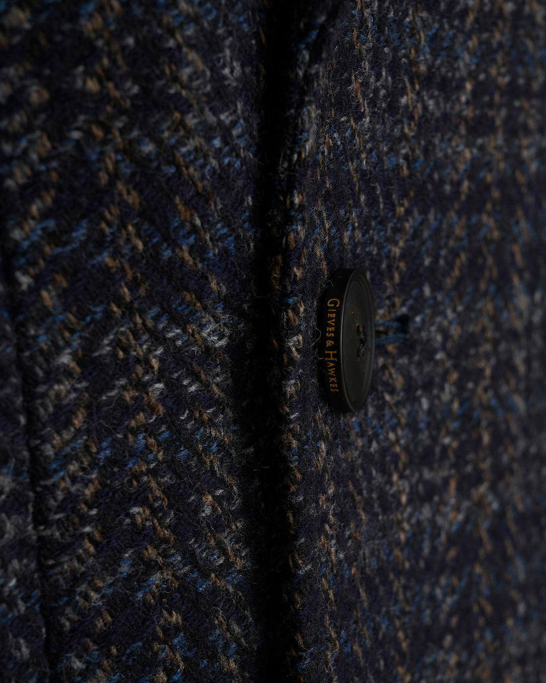 Langlois Double Breasted Evening Coat Dark Navy Check