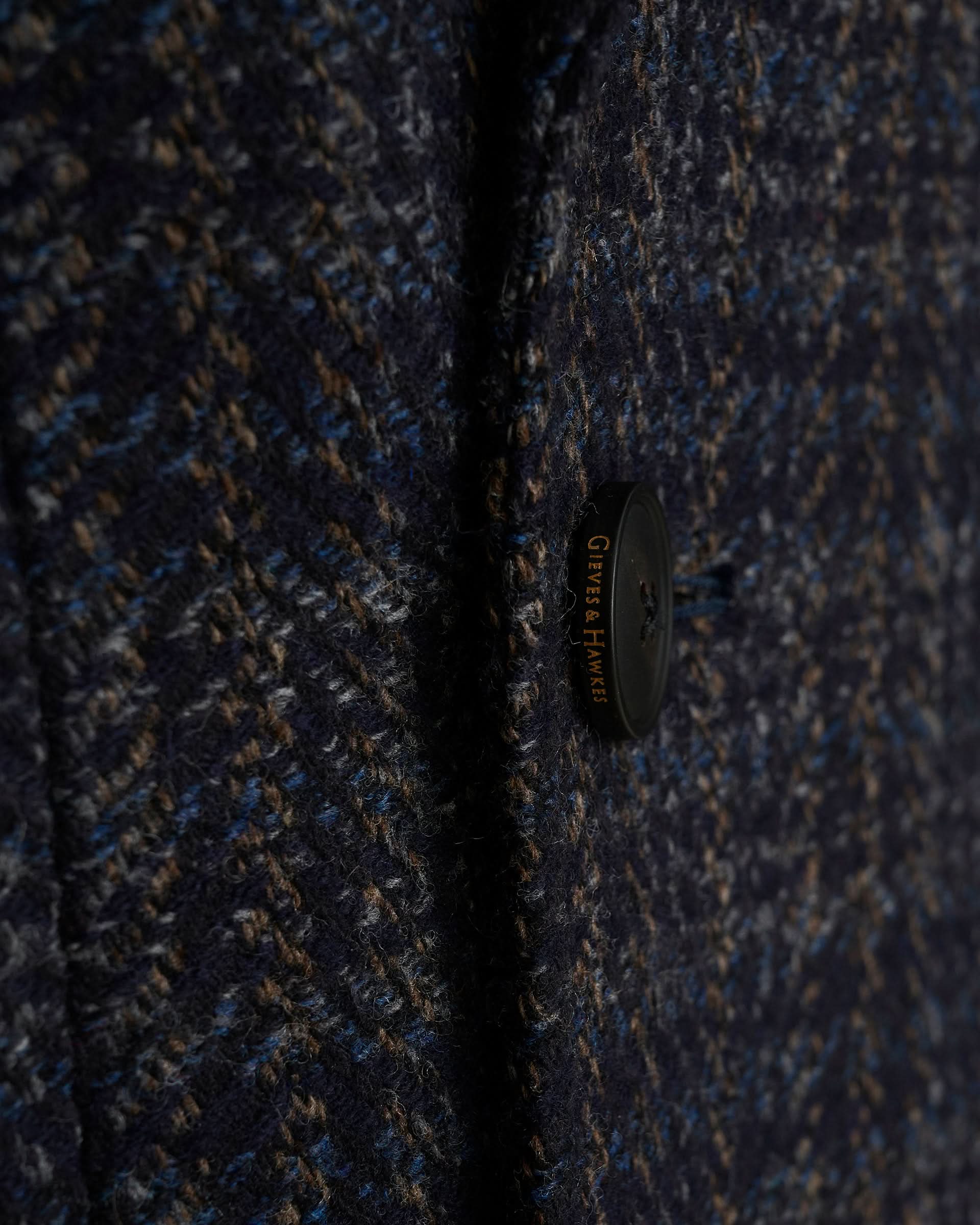 Langlois Double Breasted Evening Coat Dark Navy Check