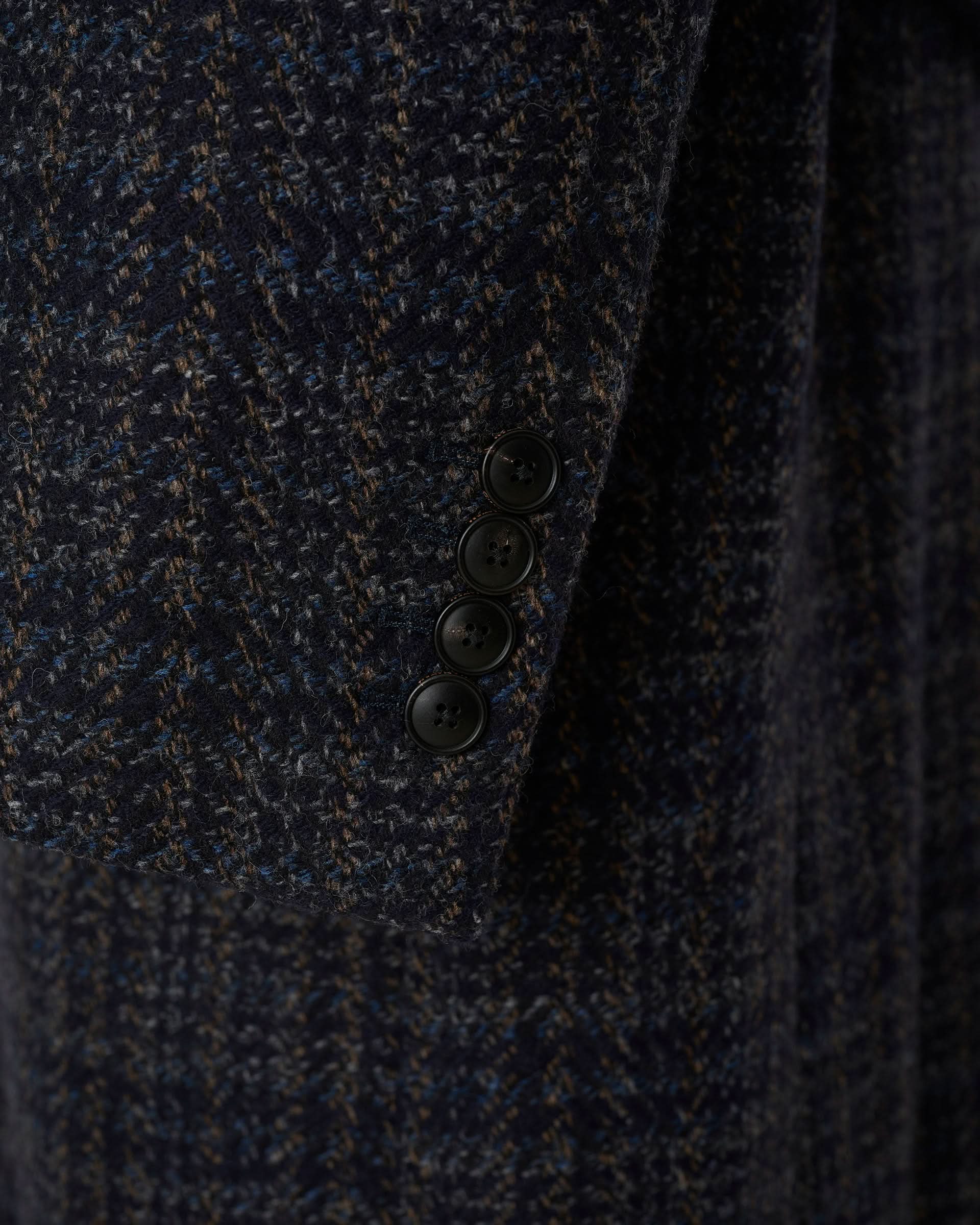 Langlois Double Breasted Evening Coat Dark Navy Check