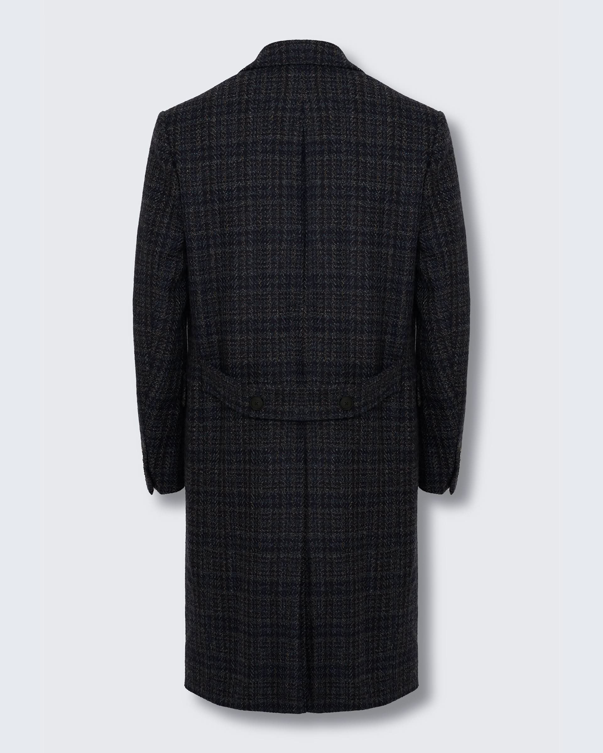 Langlois Double Breasted Evening Coat Dark Navy Check