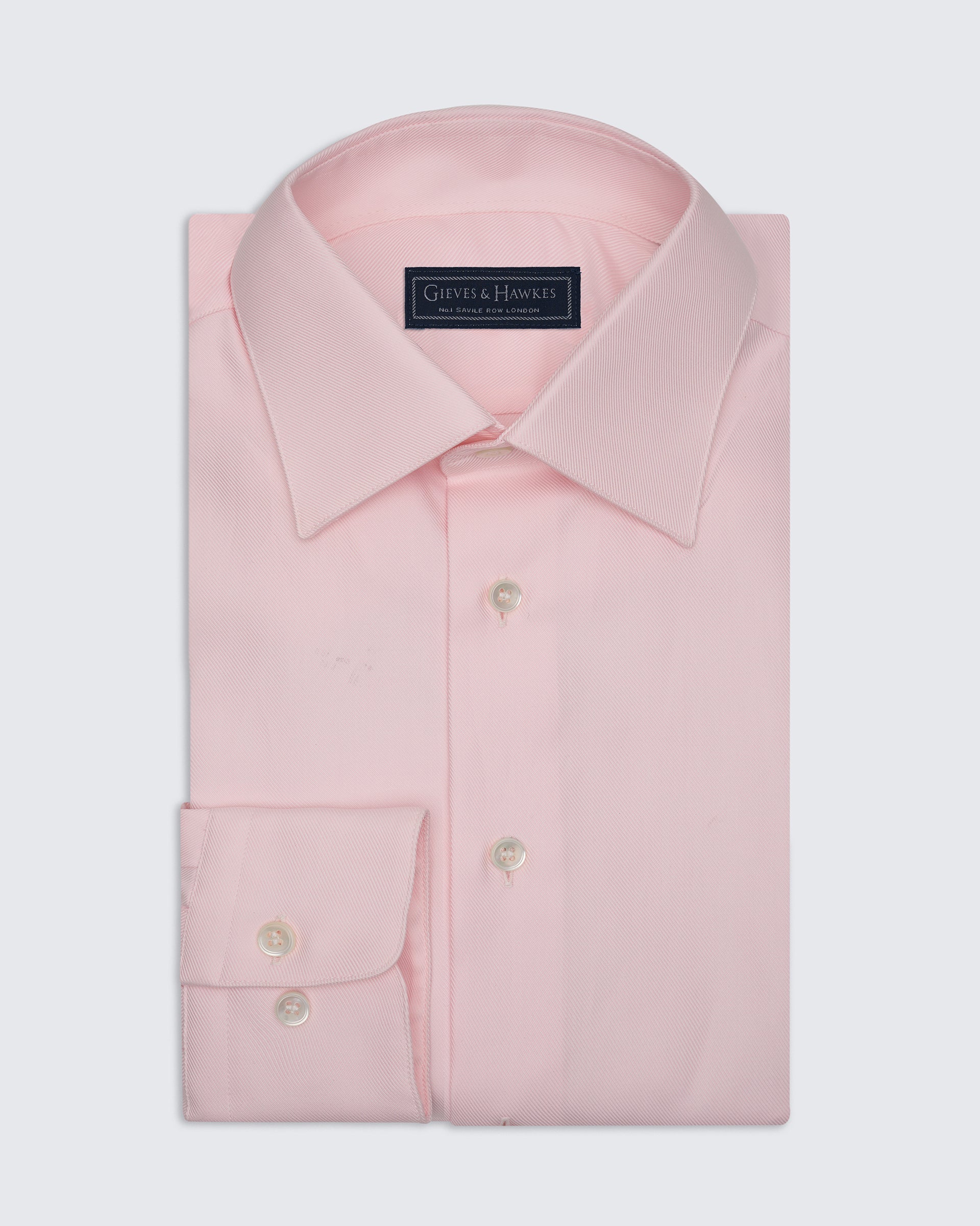 Leveson Cotton Twill Single Cuff Shirt Pink