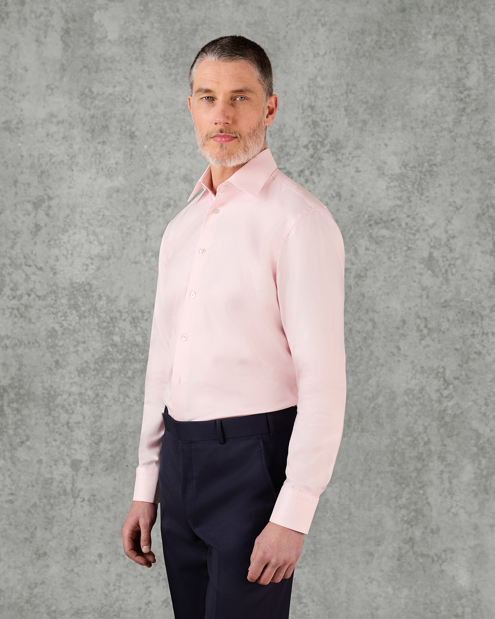 Leveson Cotton Twill Single Cuff Shirt Pink