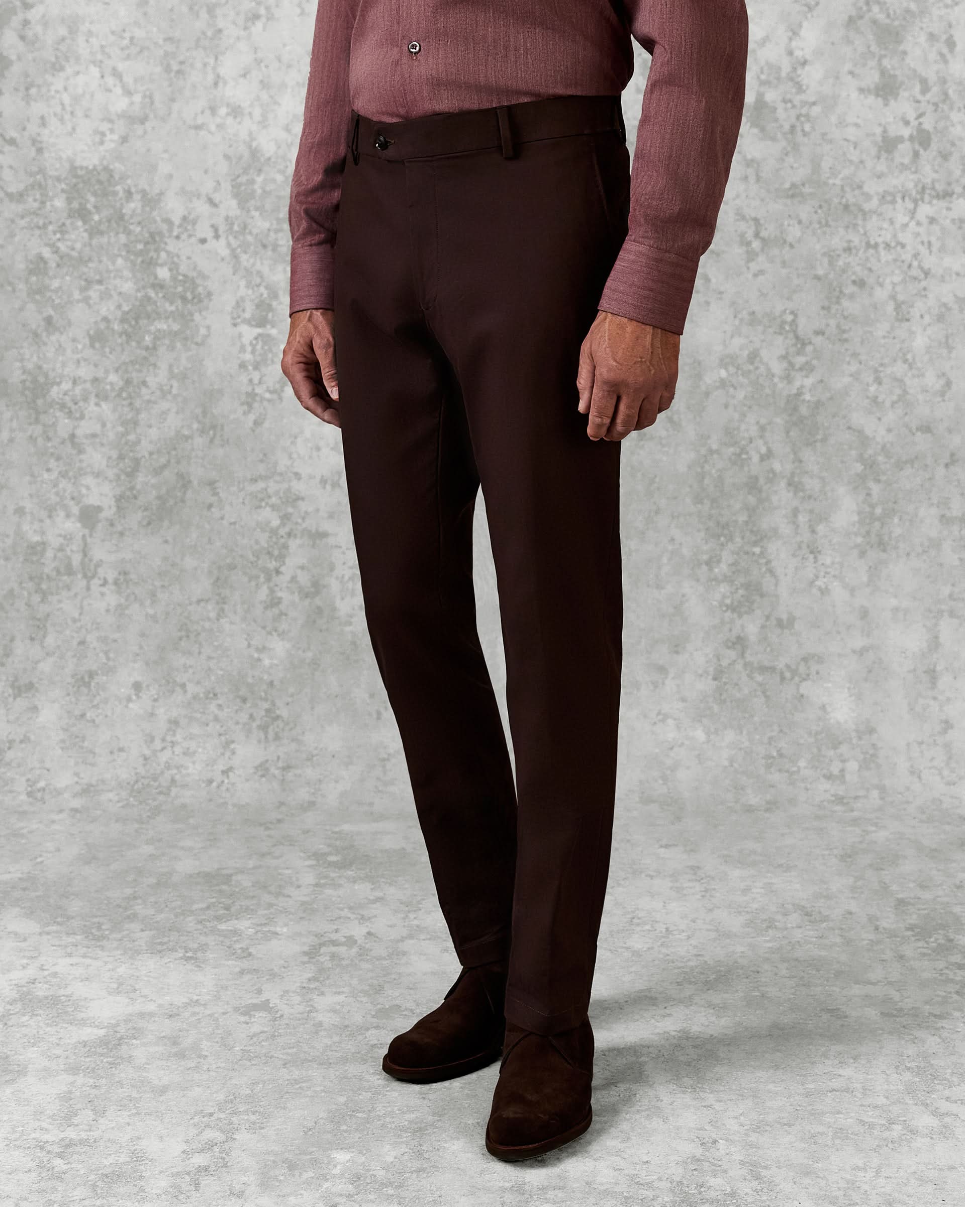 Walker Cotton Stretch Chino Plain Brown