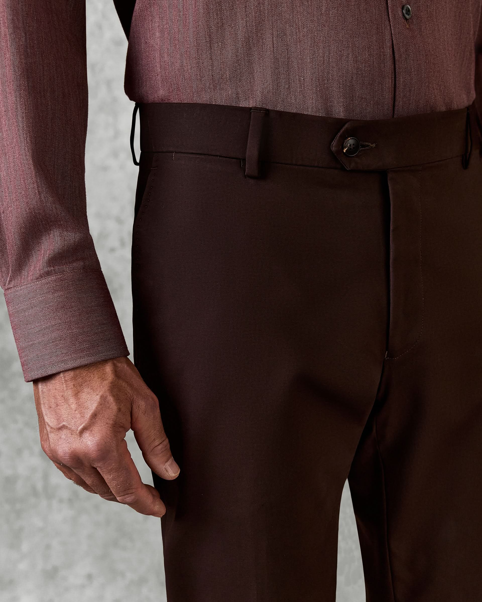 Walker Cotton Stretch Chino Plain Brown