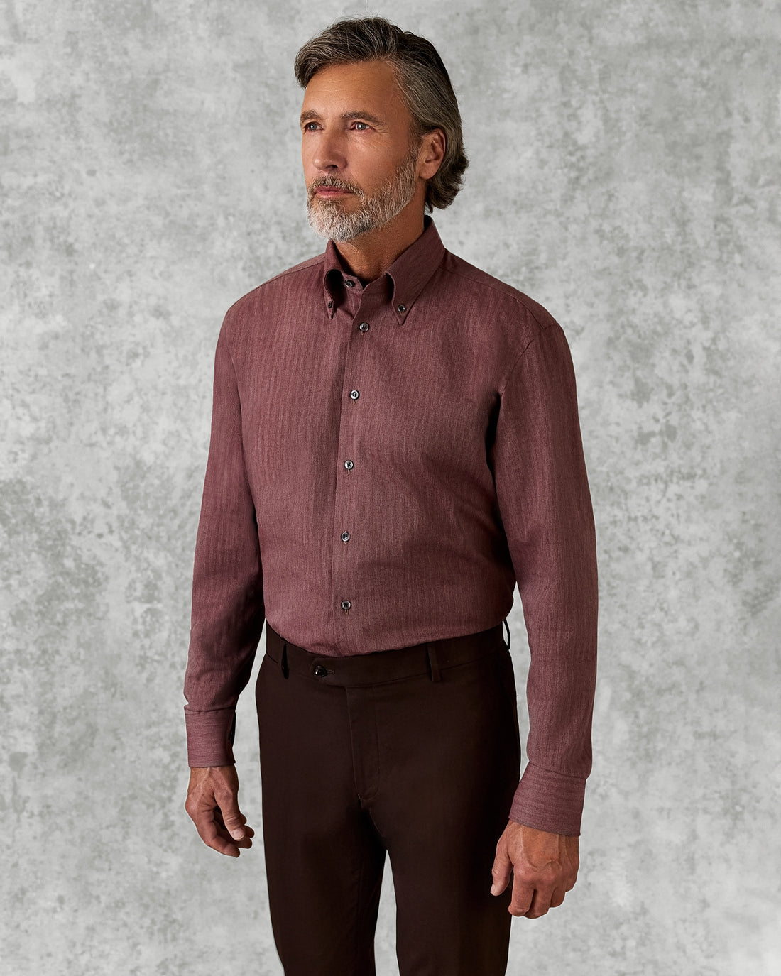 Day Herringbone Spread Shirt Burgundy