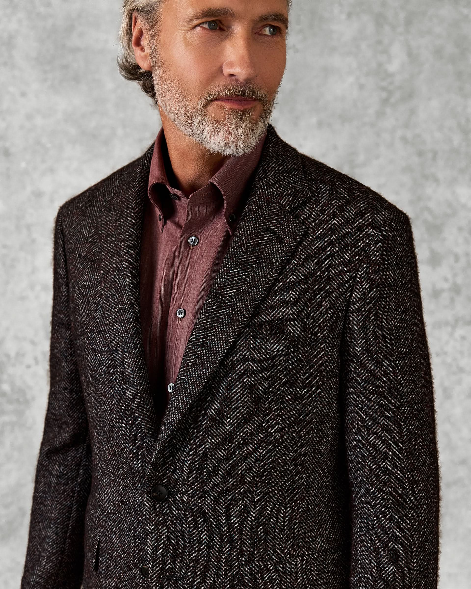 Poynter Wool Alpaca Herringbone Blazer Burgundy