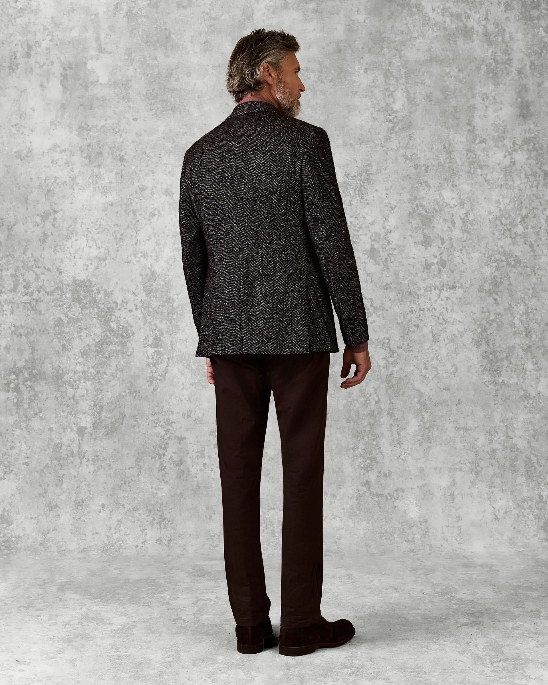 Poynter Wool Alpaca Herringbone Blazer Burgundy