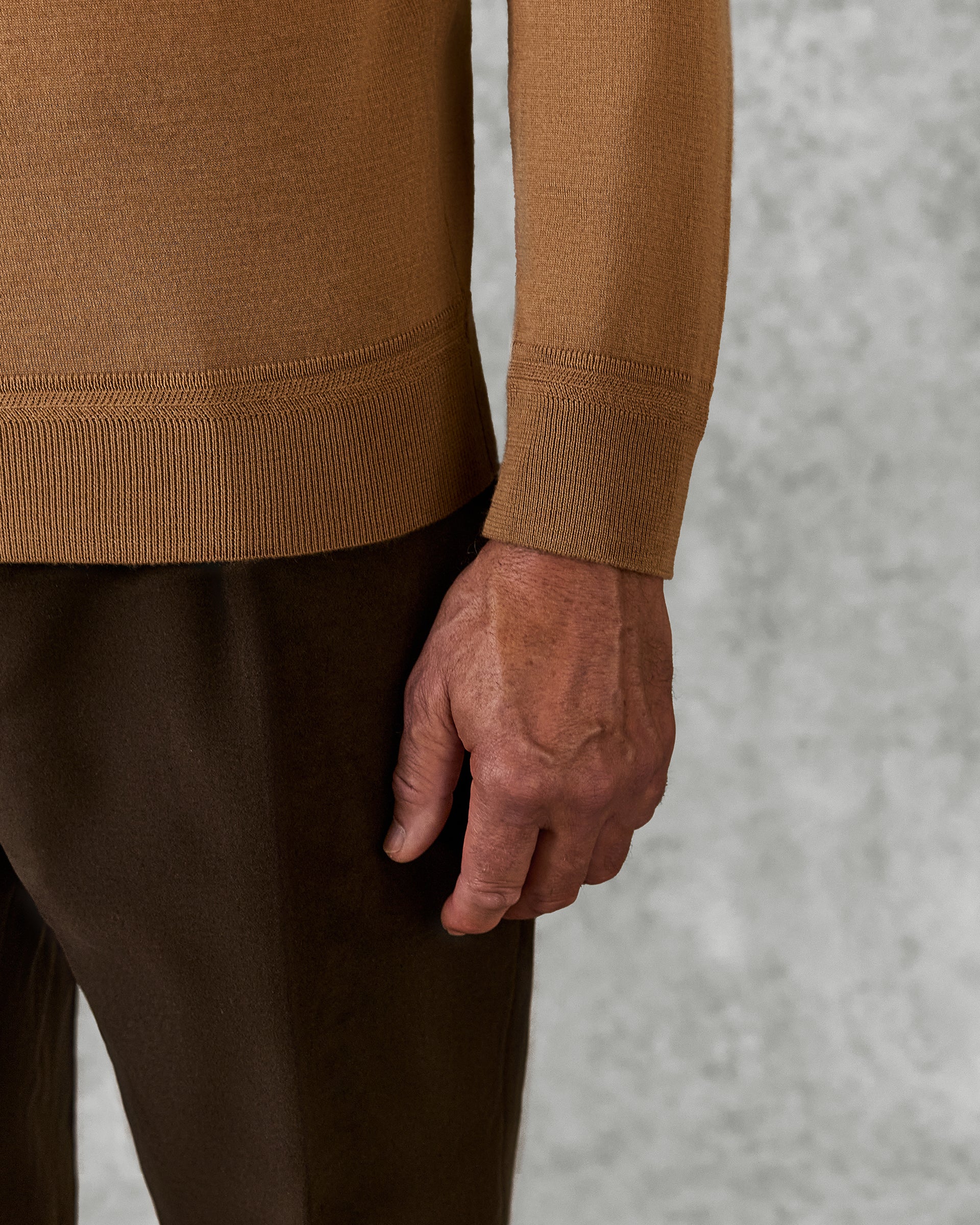 Osborne Merino Wool Roll Neck Knit Tan