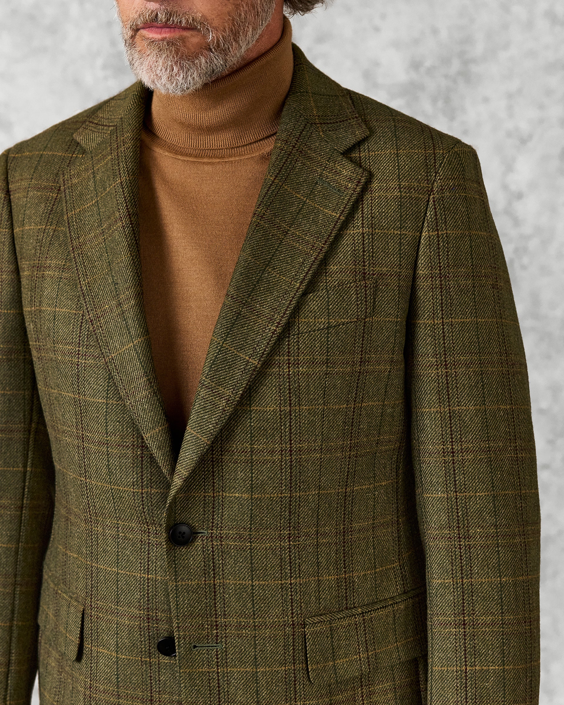 Fearnan Saxony Wool Green Glen Plaid Blazer