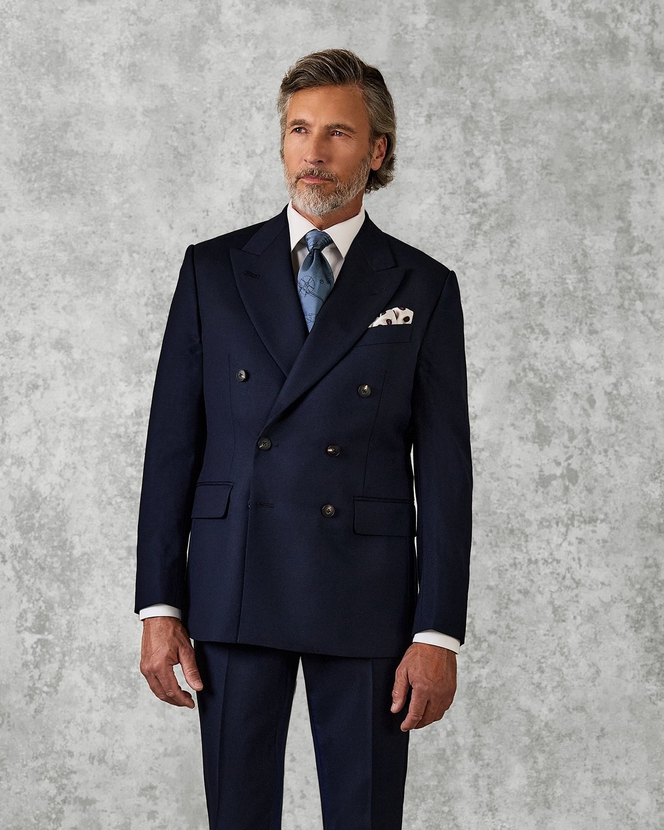 Doughty Double Breasted Wool Twill Suit Jacket Navy